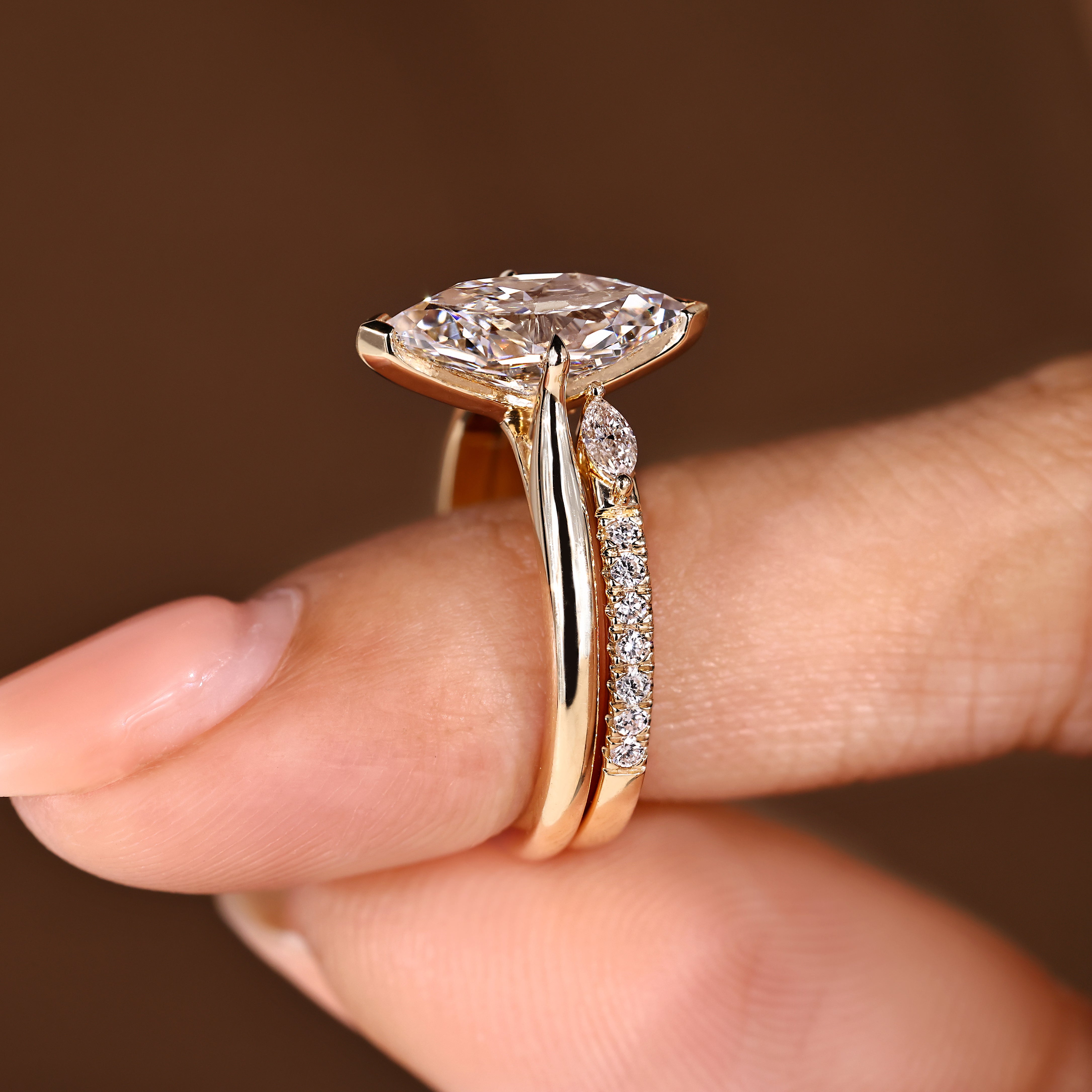 Open Gap Wedding Band with Dutch Marquise Ring
