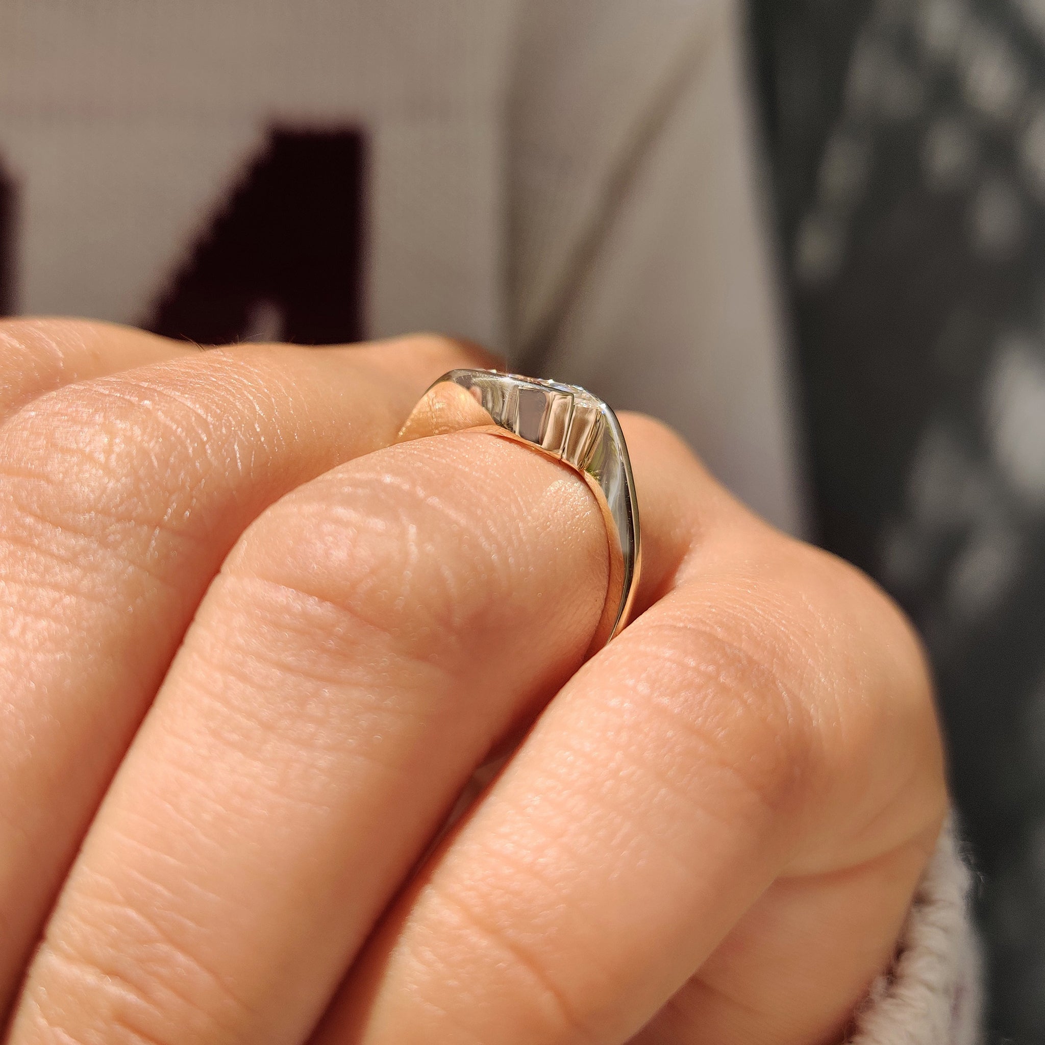 Bypass ring with marquise diamond center stone
