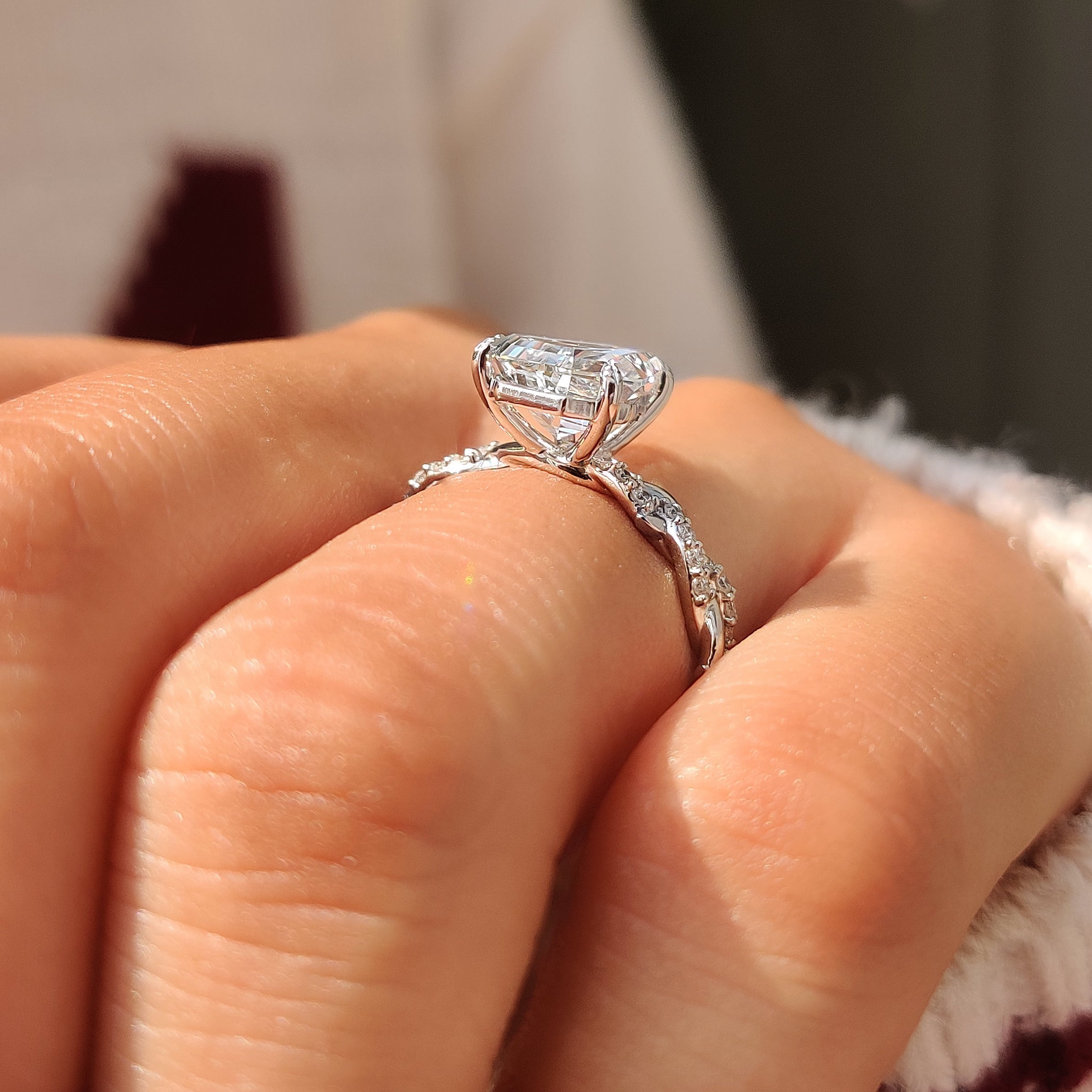 Nature Inspired Coffin Cut Diamond Twisted Thorn Ring
