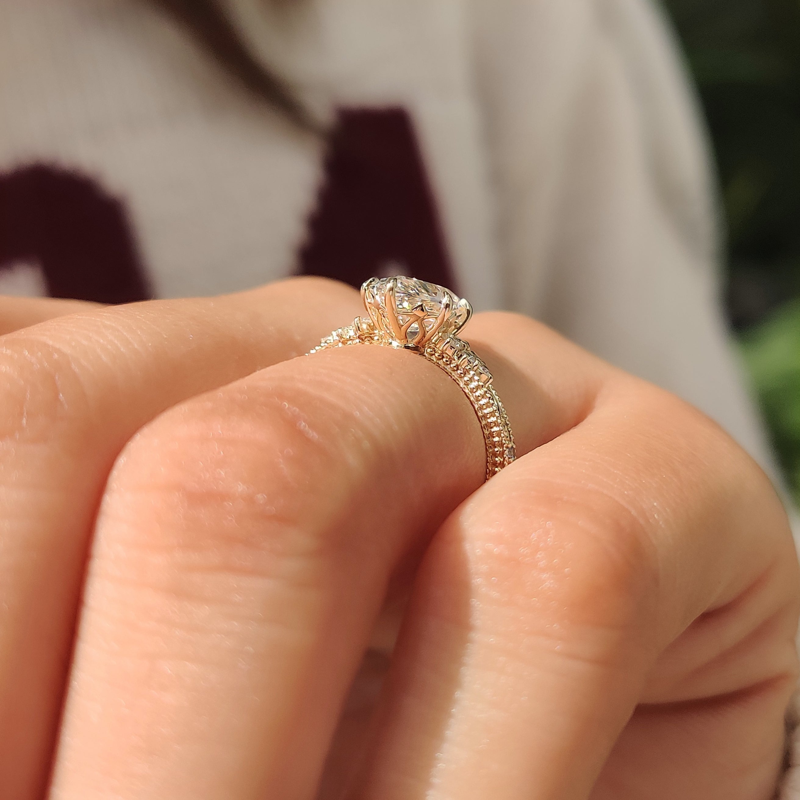 Dutch marquise diamond ring with aquamarine side stones
