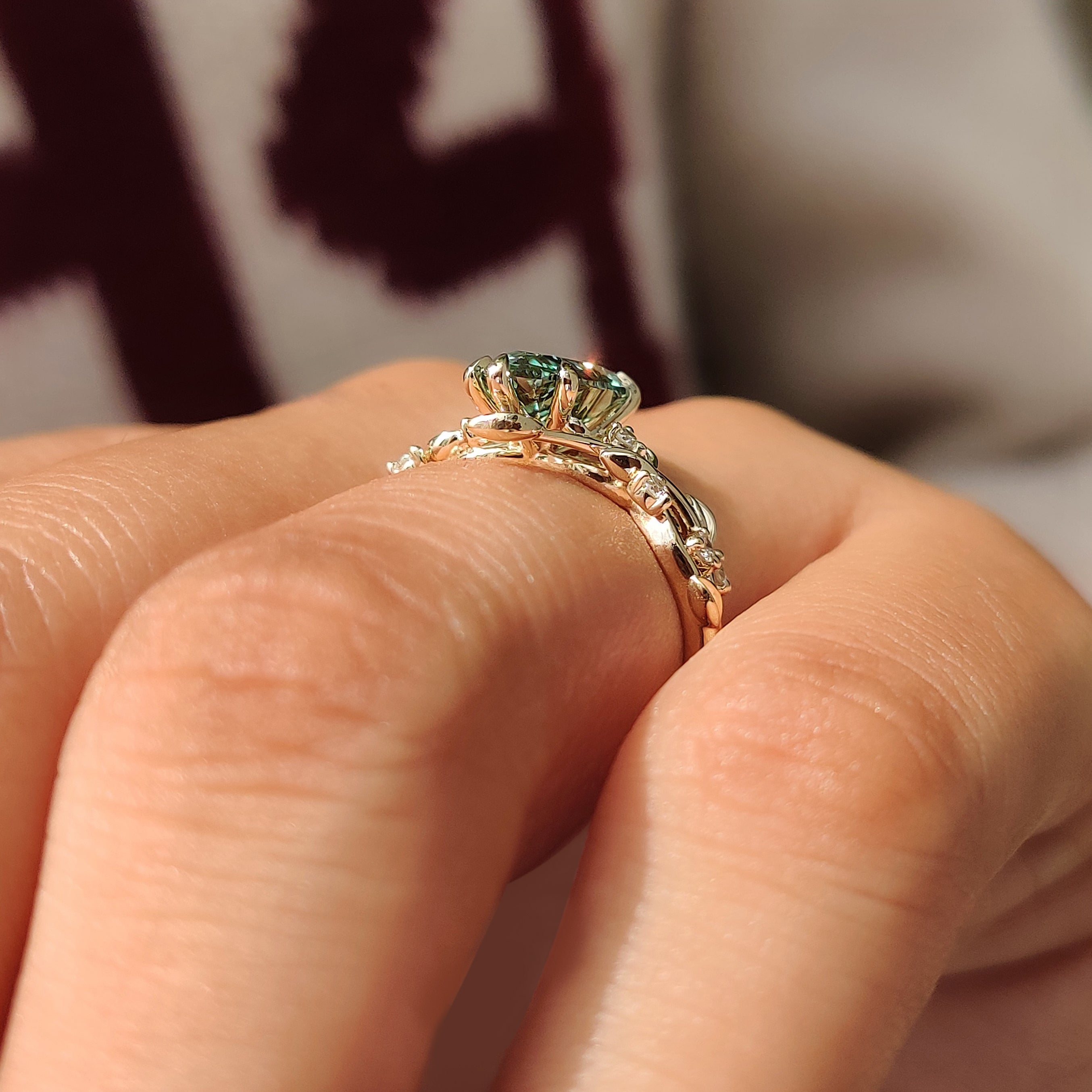 Vintage inspired ring with leaves and petals design.
