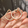 Stackable marquise wedding ring set with curved pave band.
