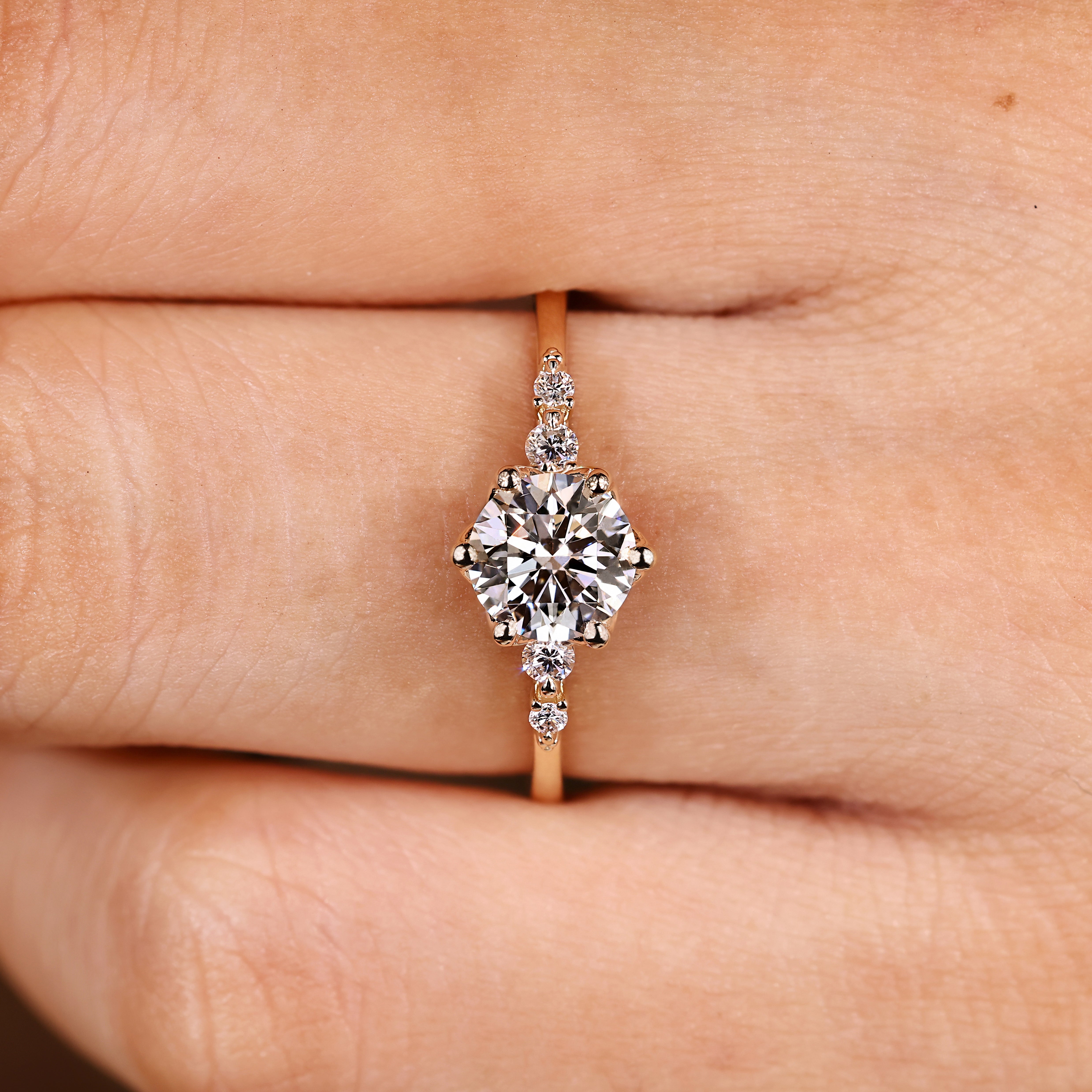 Carat diamond round ring with six prong style setting
