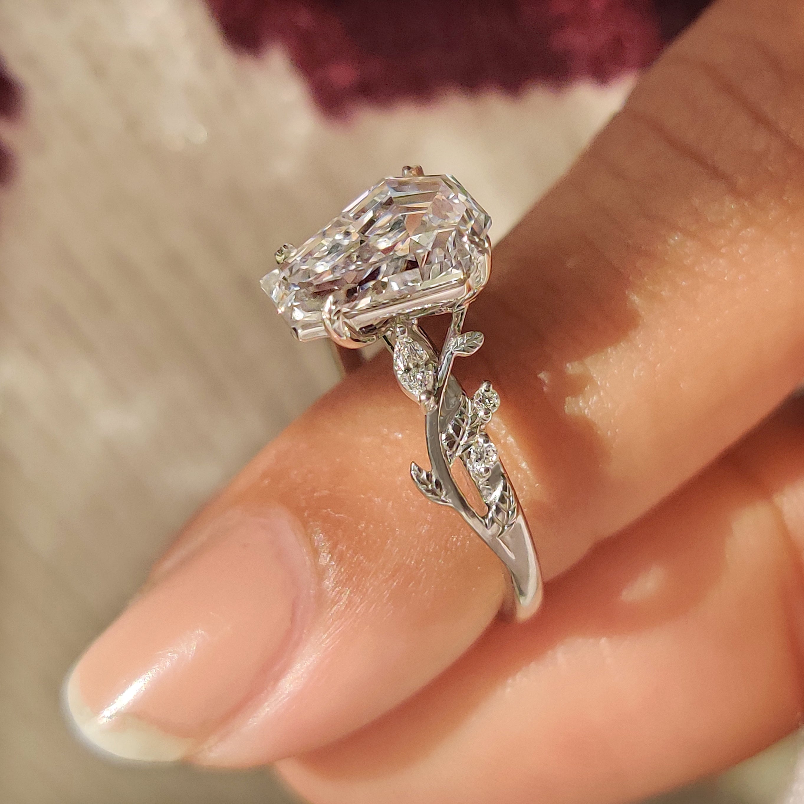 Handmade coffin diamond ring with marquise cluster setting style.
