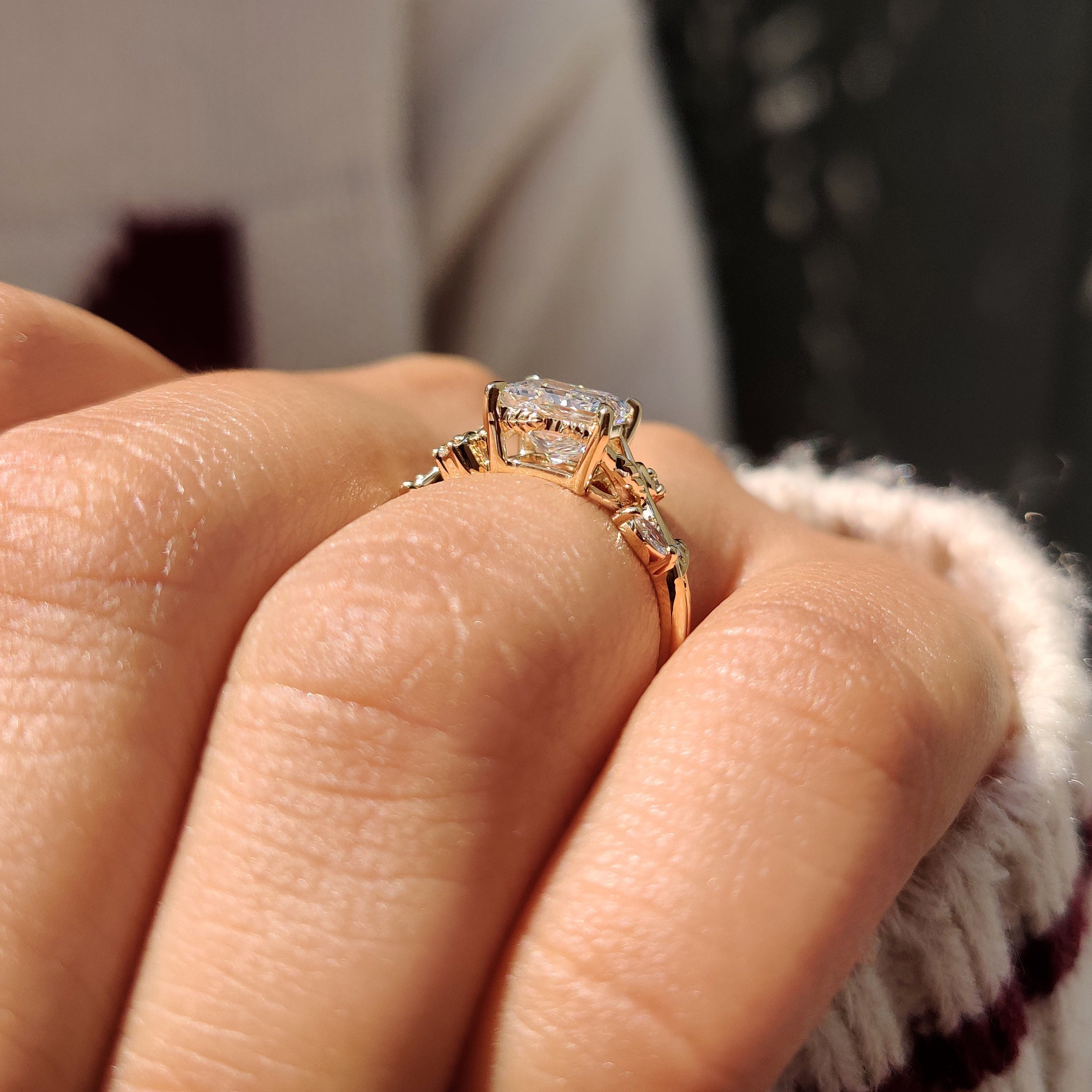 Handmade princess ring with marquise and round accents.
