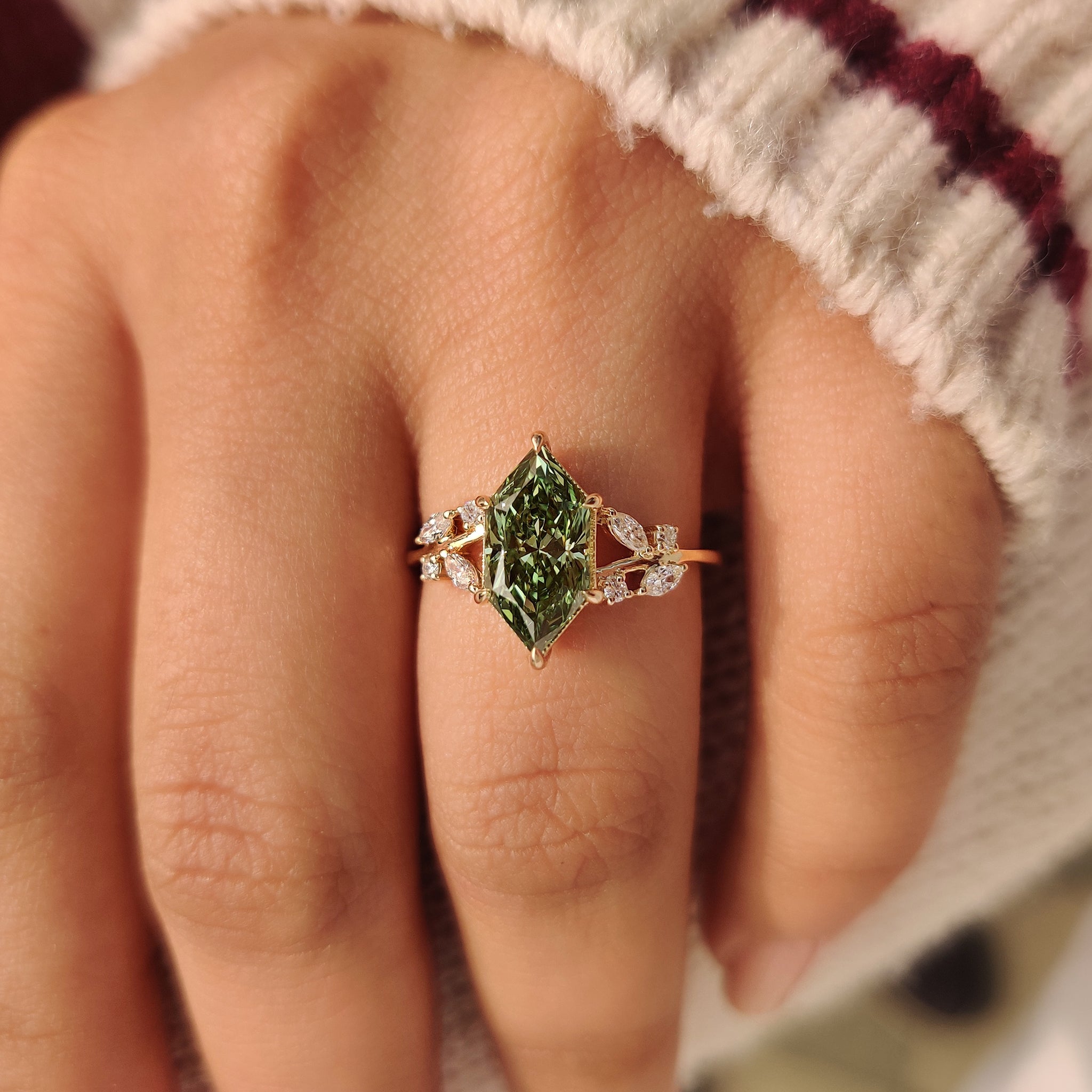 Dutch marquise ring with marquise and round accents.
