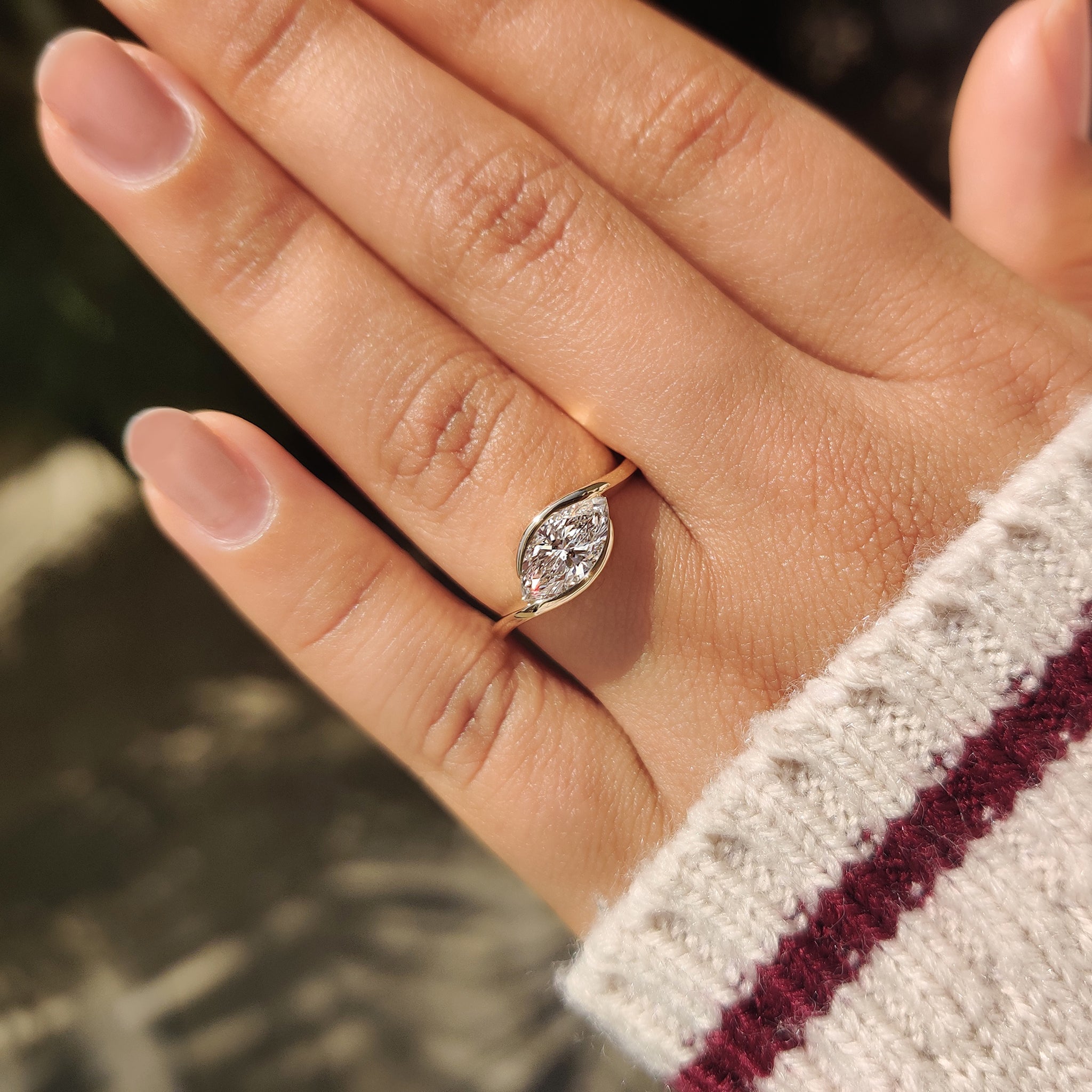 Marquise center diamond in solitaire style
