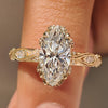 Marquise cut diamond ring with vintage milgrain details.
