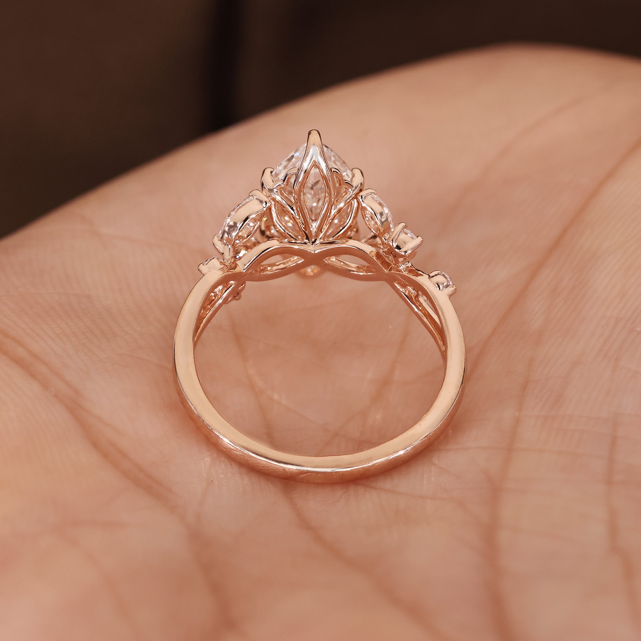 Nature style marquise diamond ring with fine craftsmanship
