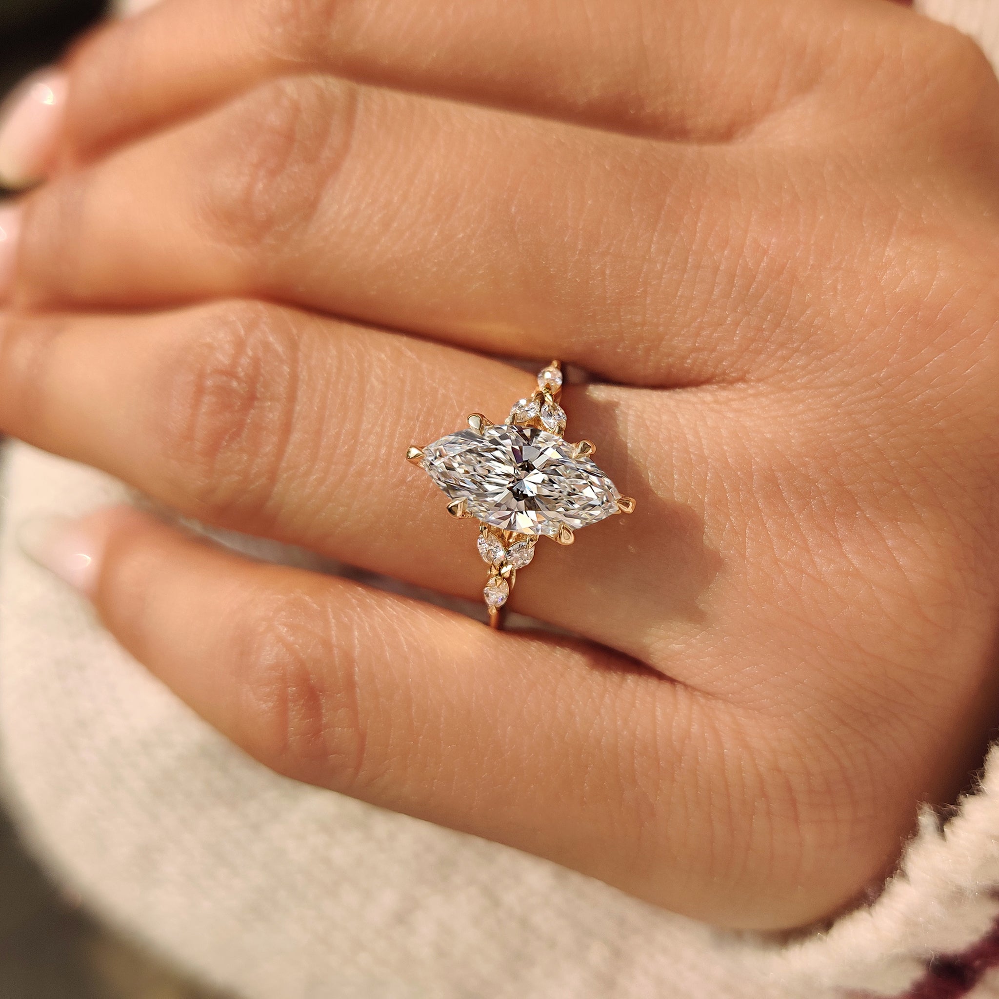 Carat Diamonds marquise diamond ring with lab grown diamond
