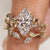 Marquise engagement ring with wedding band in leaf style
