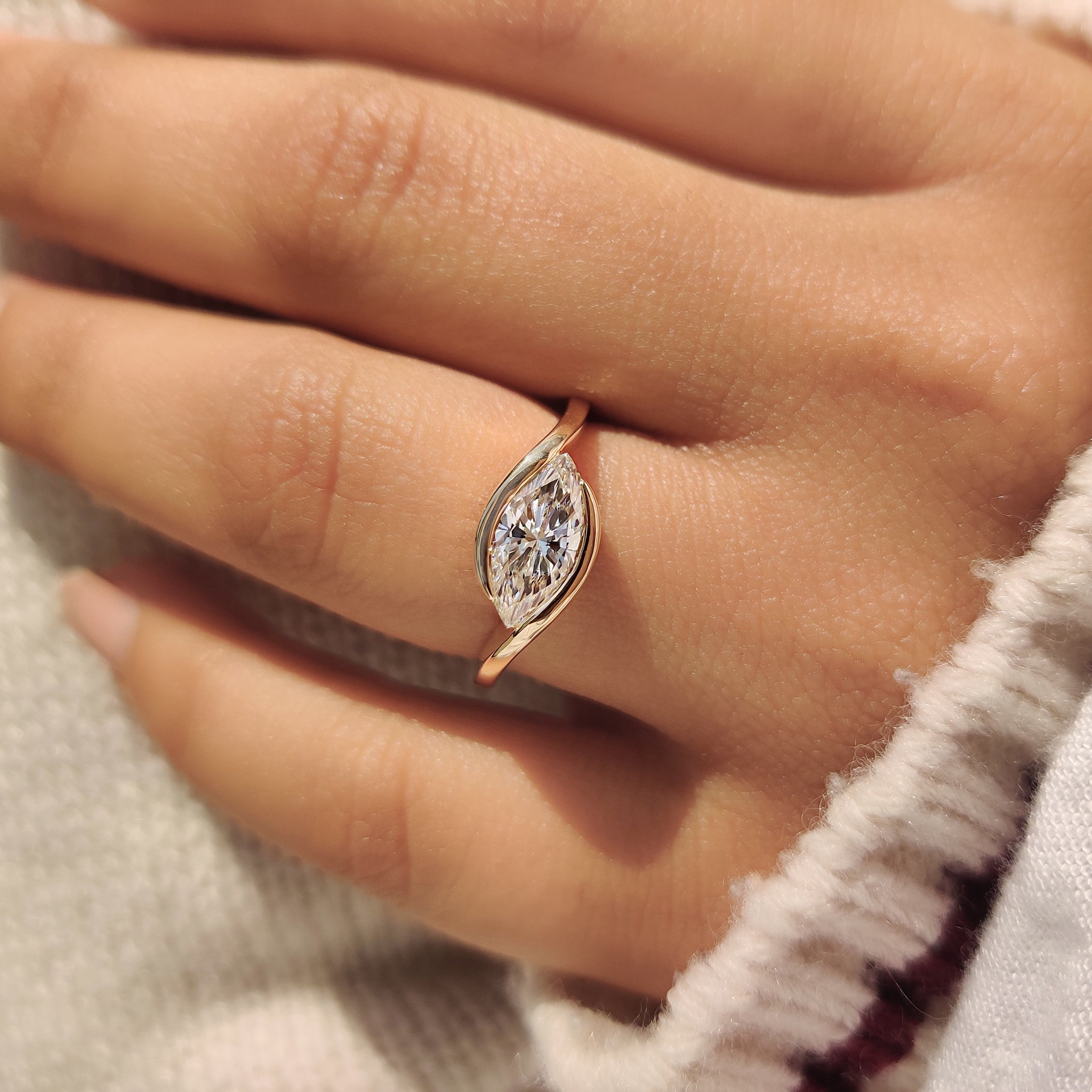Bypass setting with east west marquise diamond