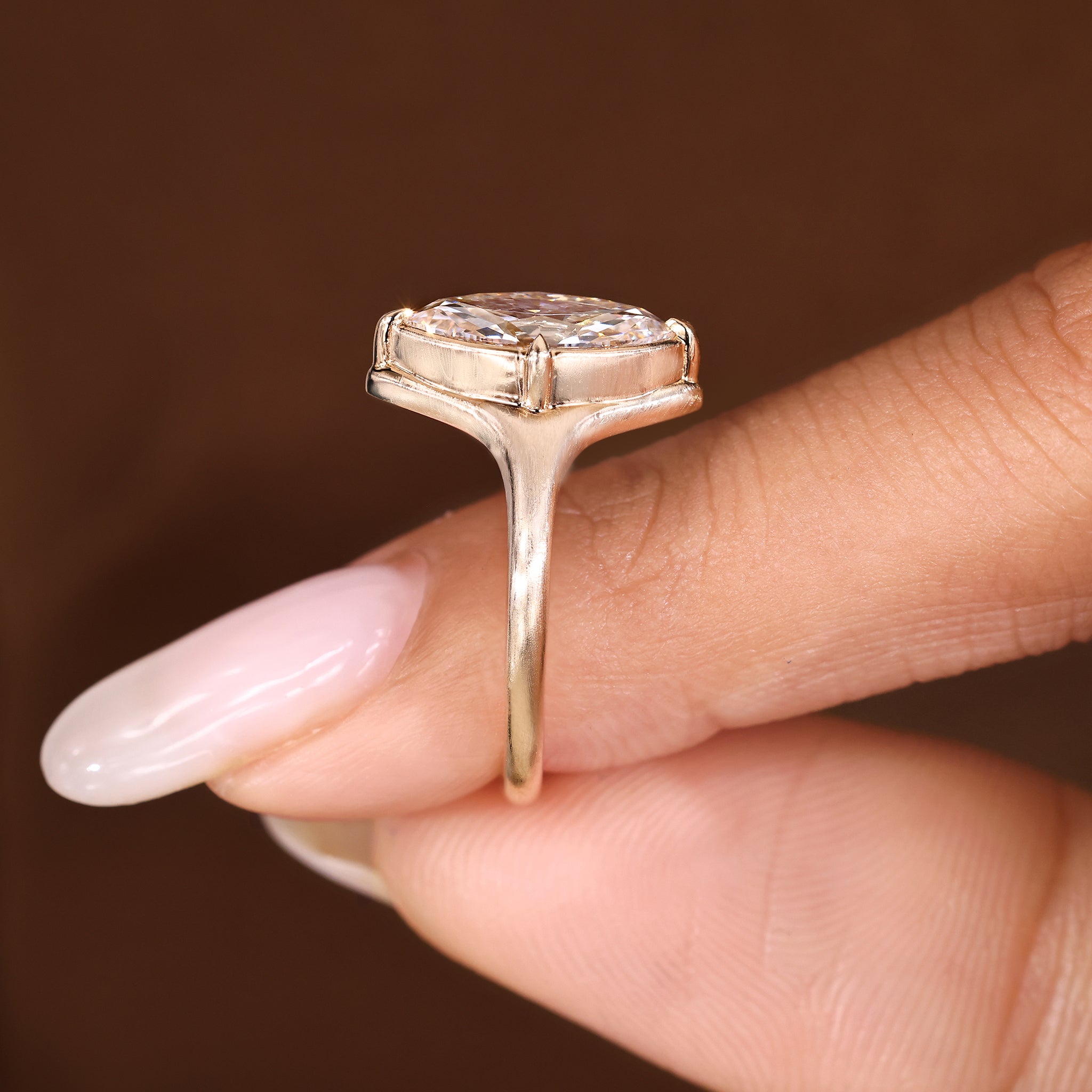 Marquise diamond engagement ring crafted with lab grown diamond.
