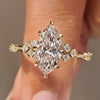 Marquise lab grown diamond ring with vintage milgrain details.
