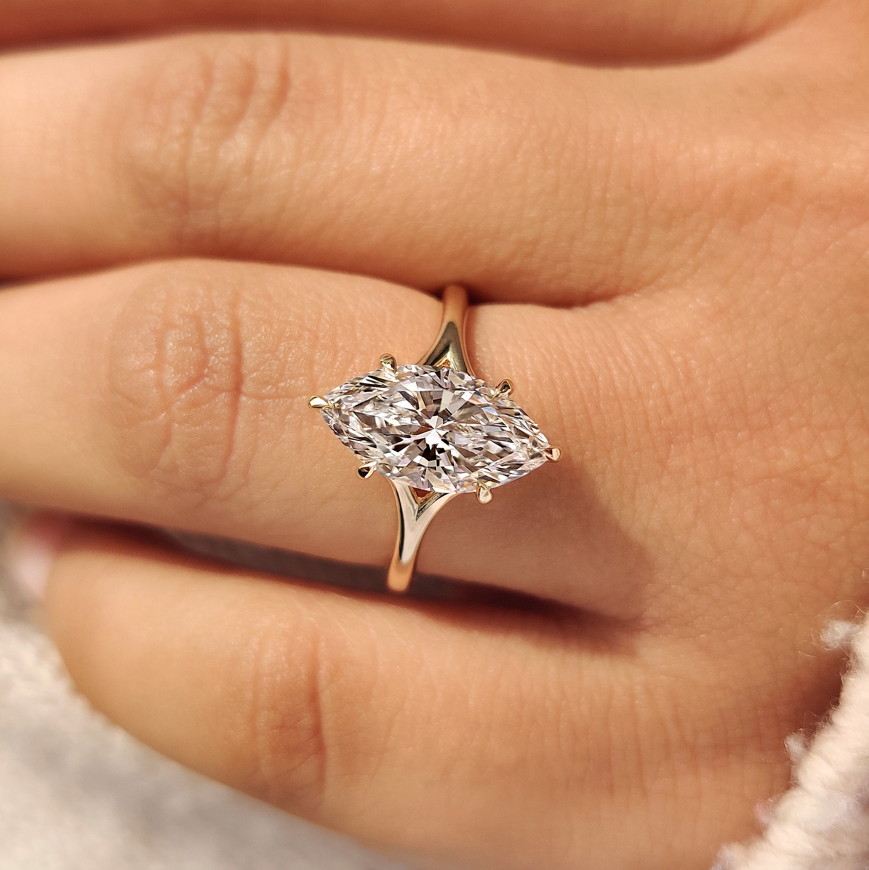 Solitaire Marquise Engagement Ring with Five Claw Prong