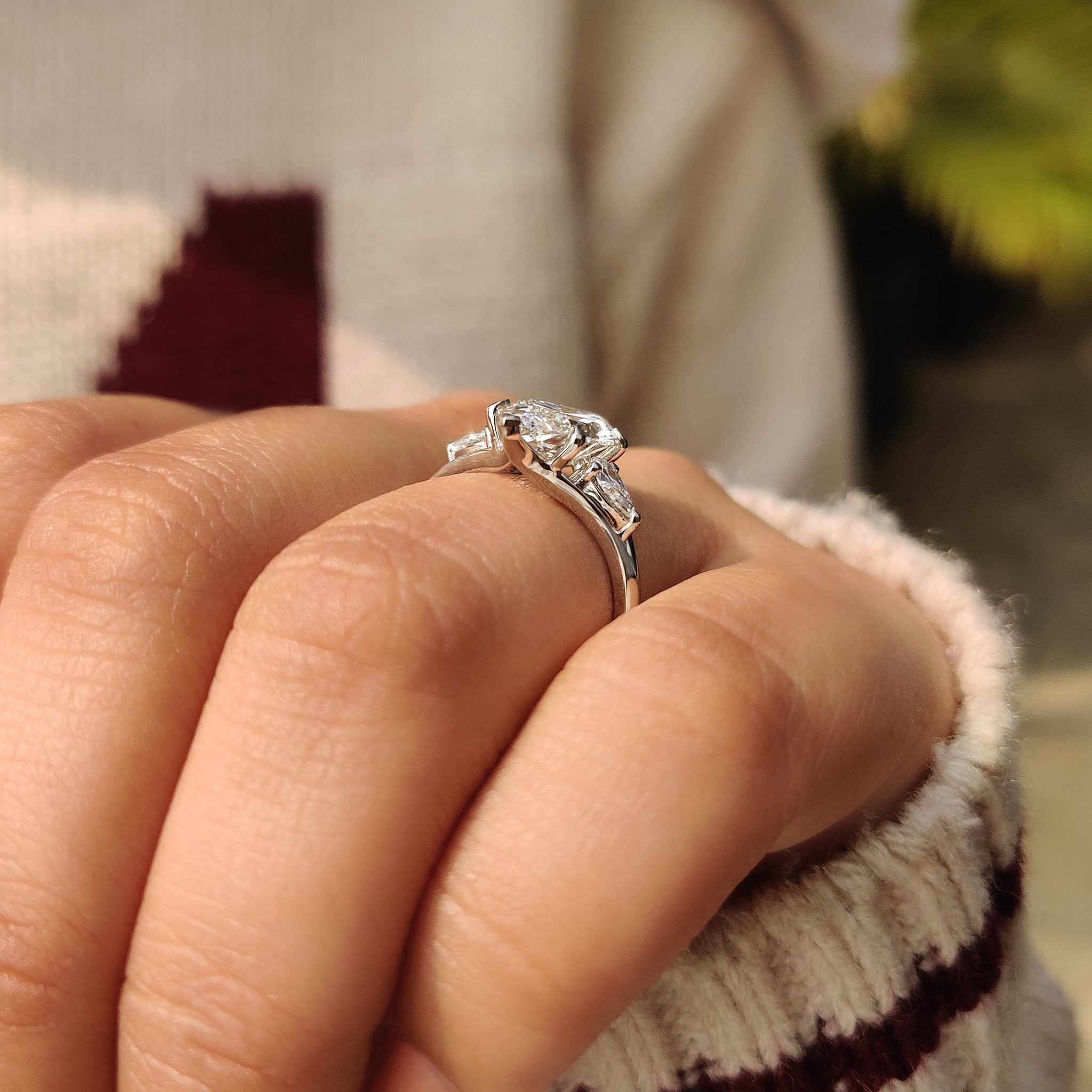 Split shank marquise diamond ring crafted by hand
