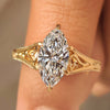 Marquise cut lab grown diamond ring with vintage milgrain details.
