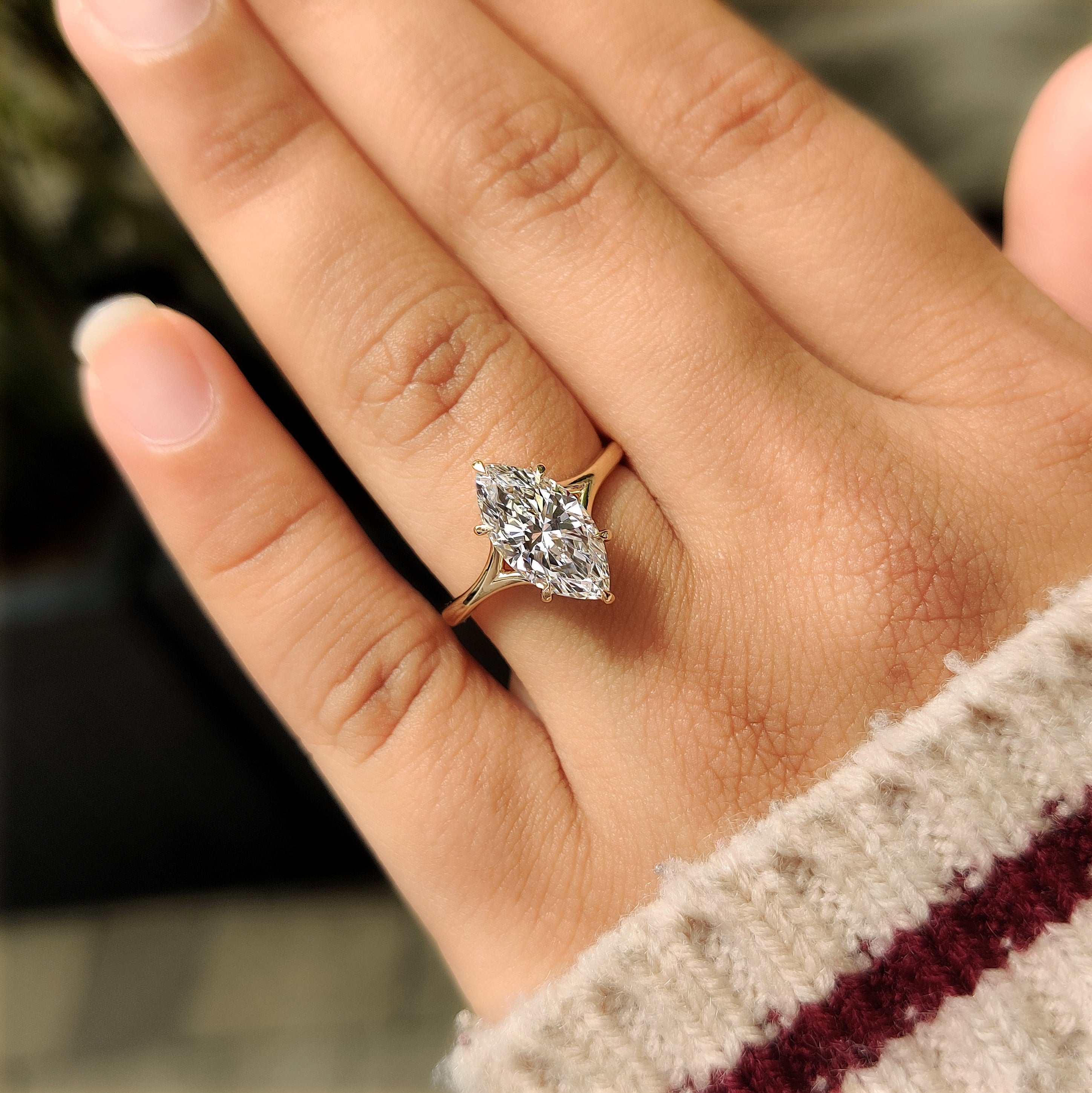Solitaire Marquise Engagement Ring with Five Claw Prong
