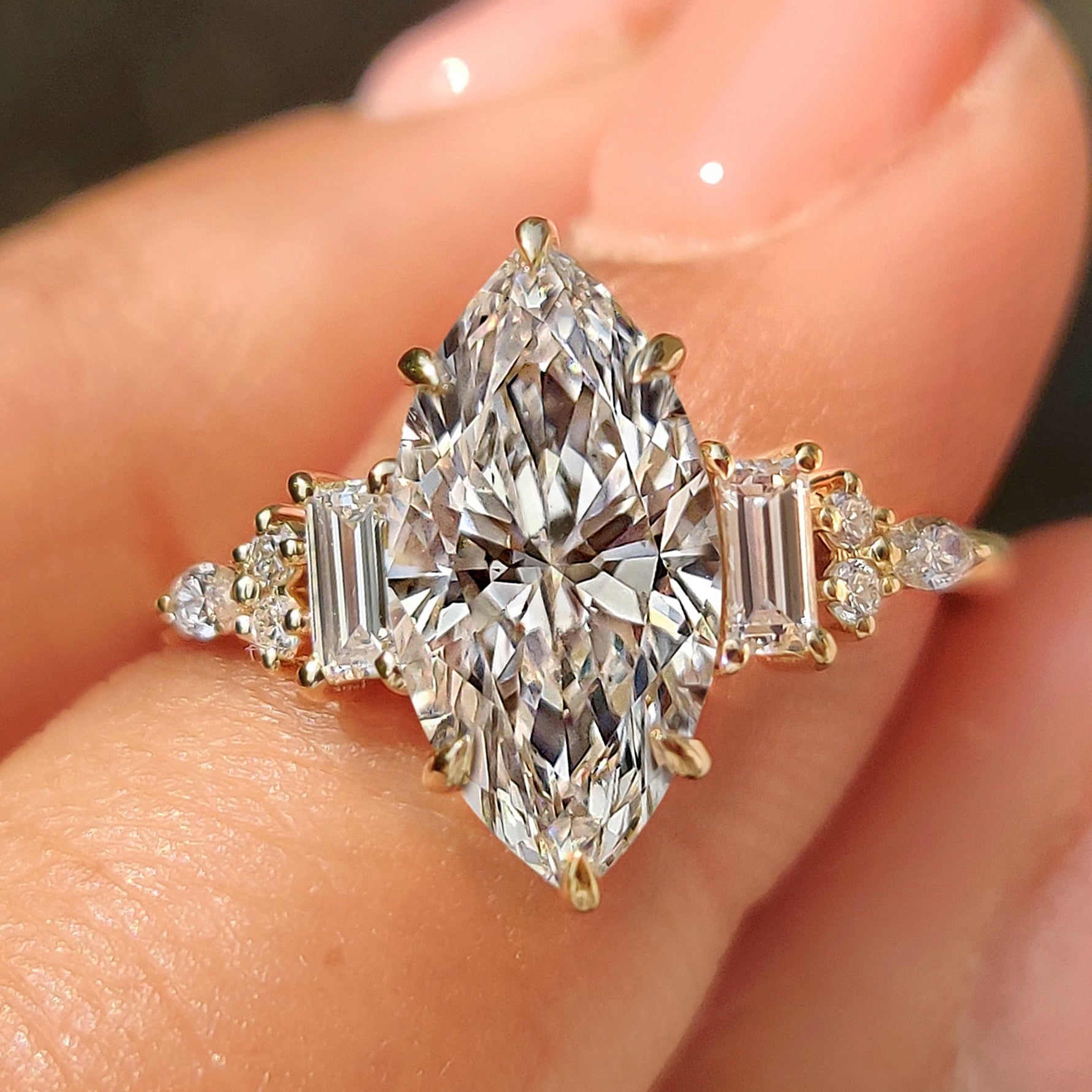 Marquise Cut Engagement Ring in Muse Setting