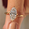 Marquise diamond ring with old European cut lab grown diamond
