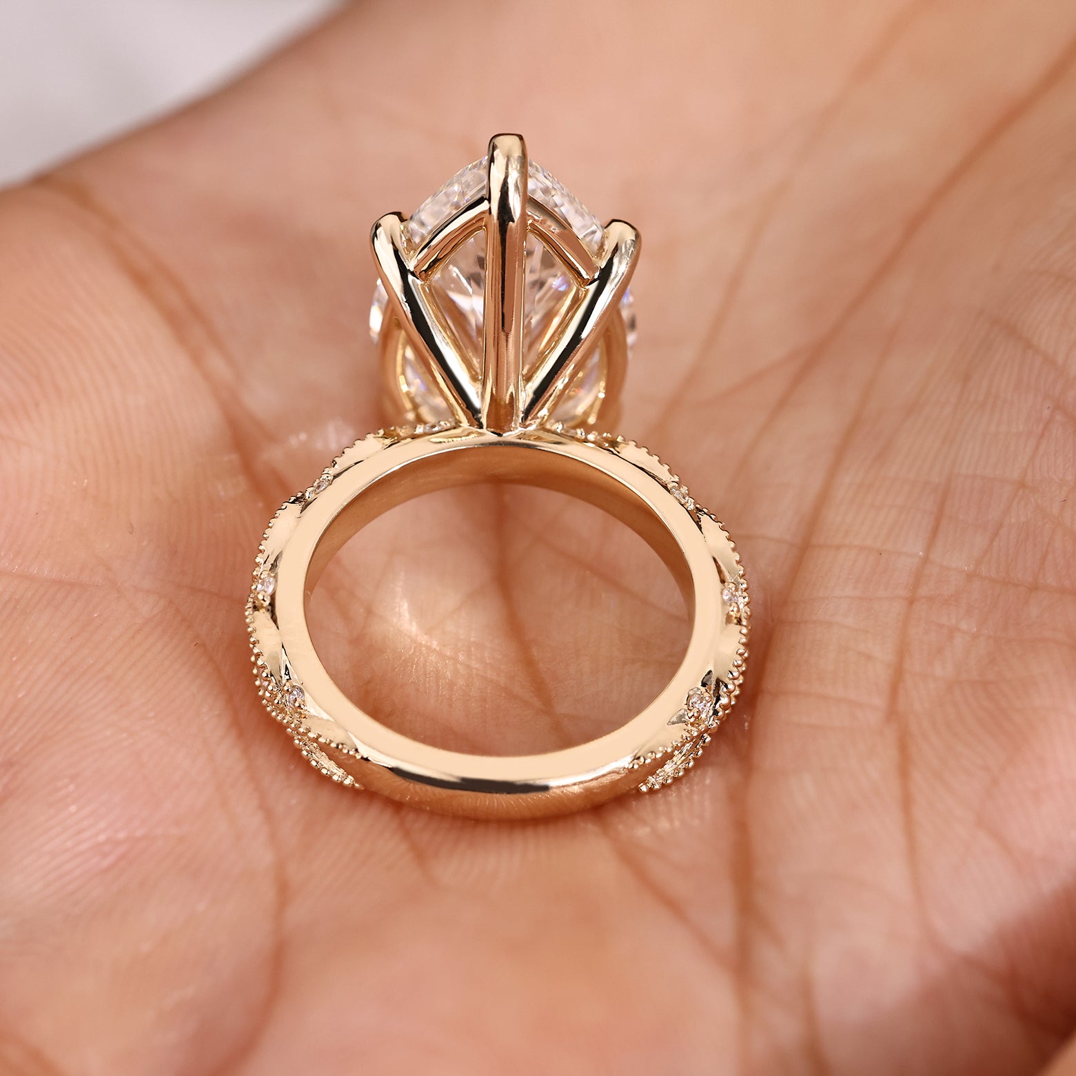 Milgrain details on vintage inspired diamond ring
