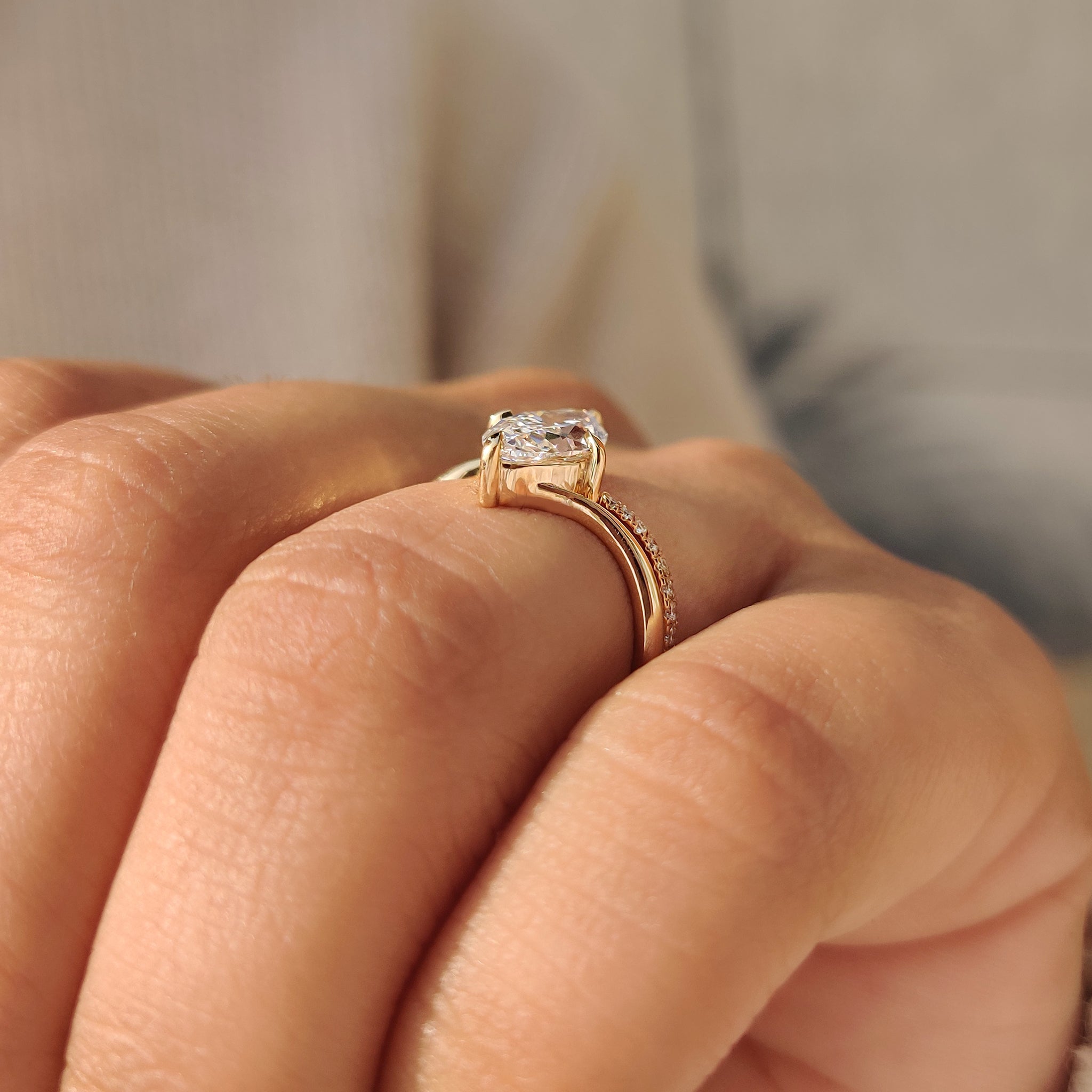 Marquise diamond bridal set with half eternity round diamond band
