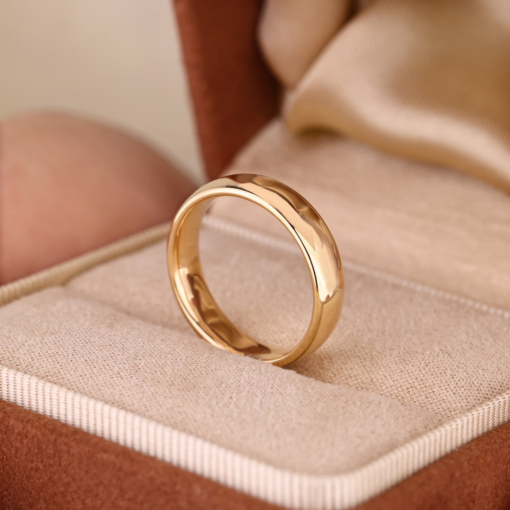 Handmade mens wedding band with smooth inner comfort fit.
