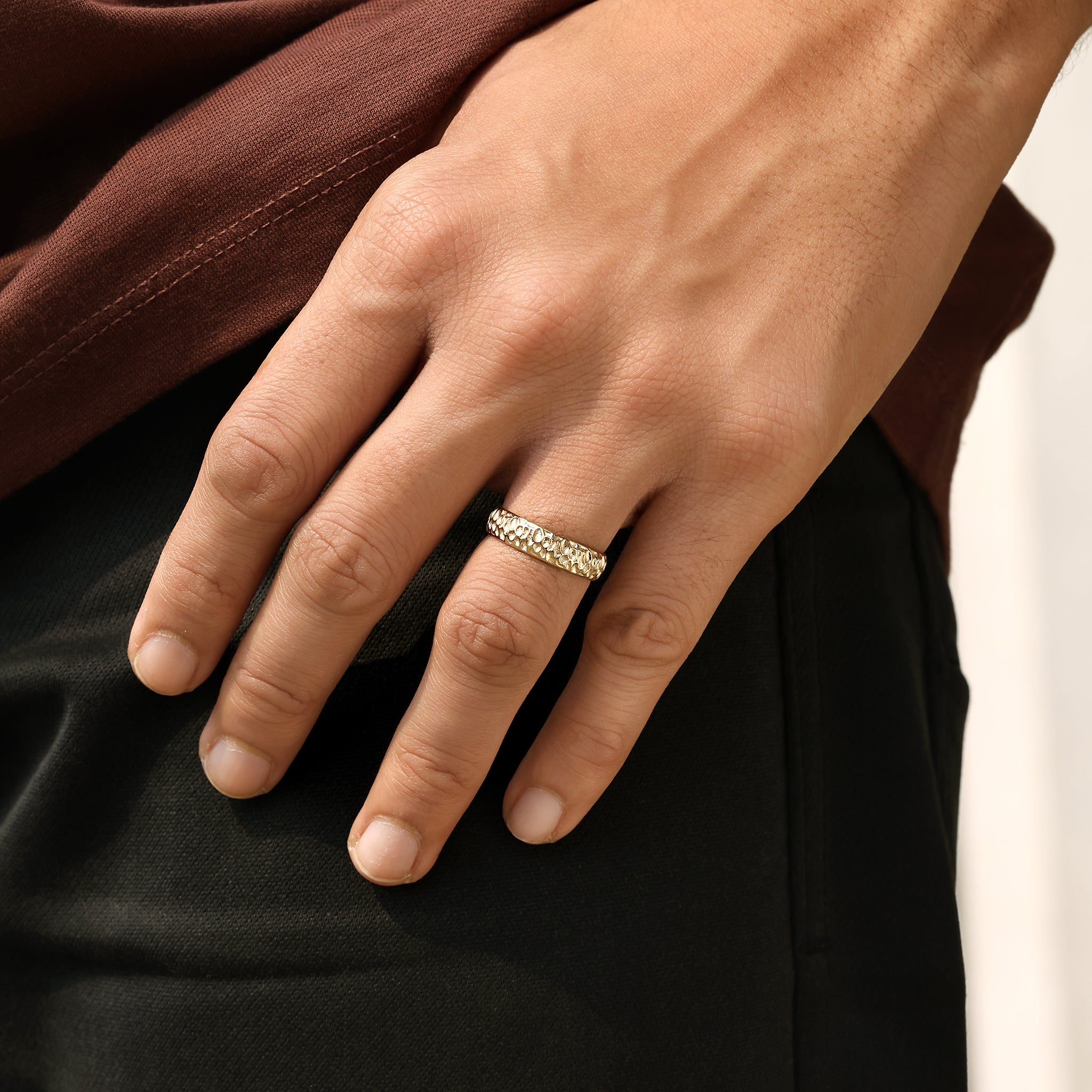 Carat Diamonds men's engagement ring with textured surface
