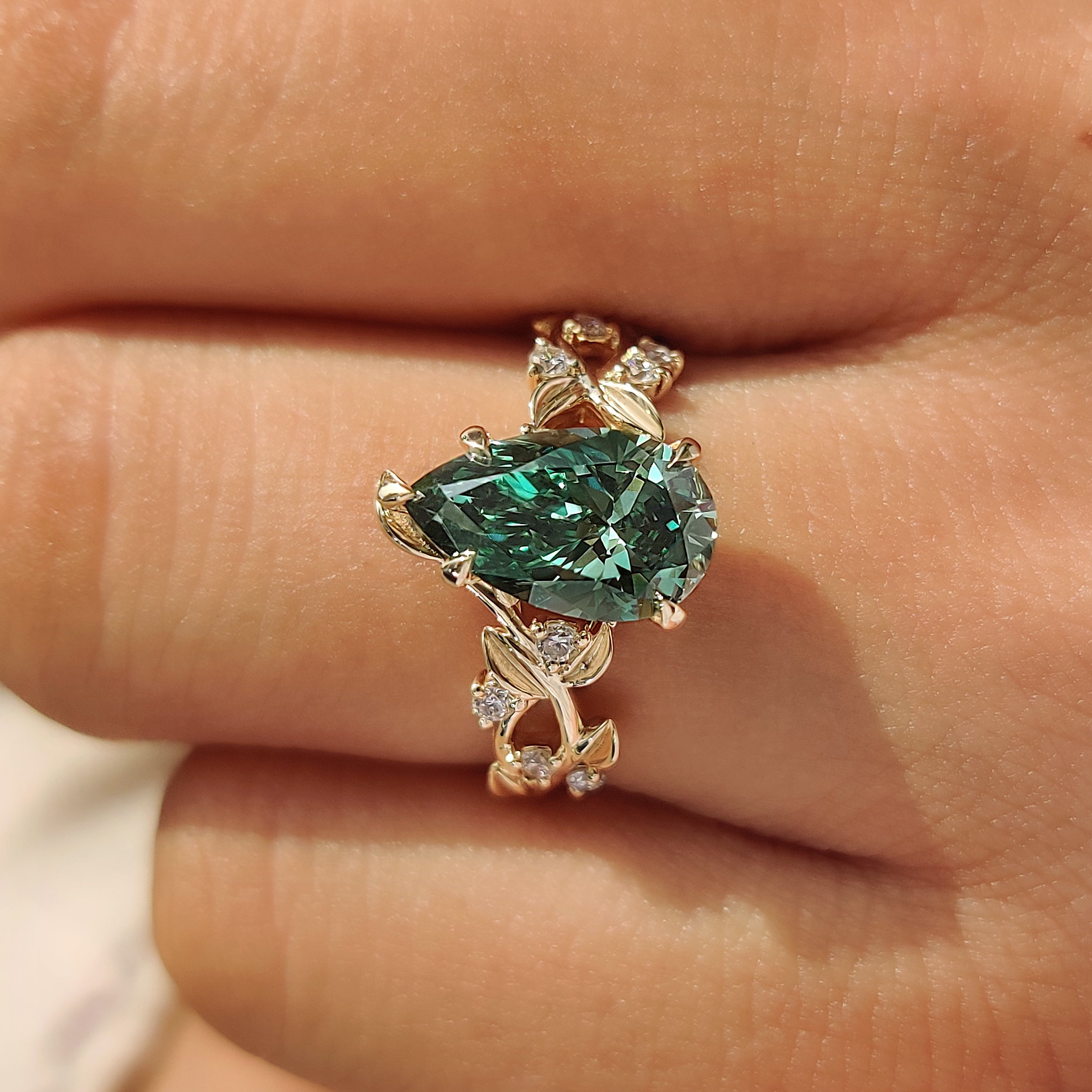 Nature inspired ring with leaves and petals design.
