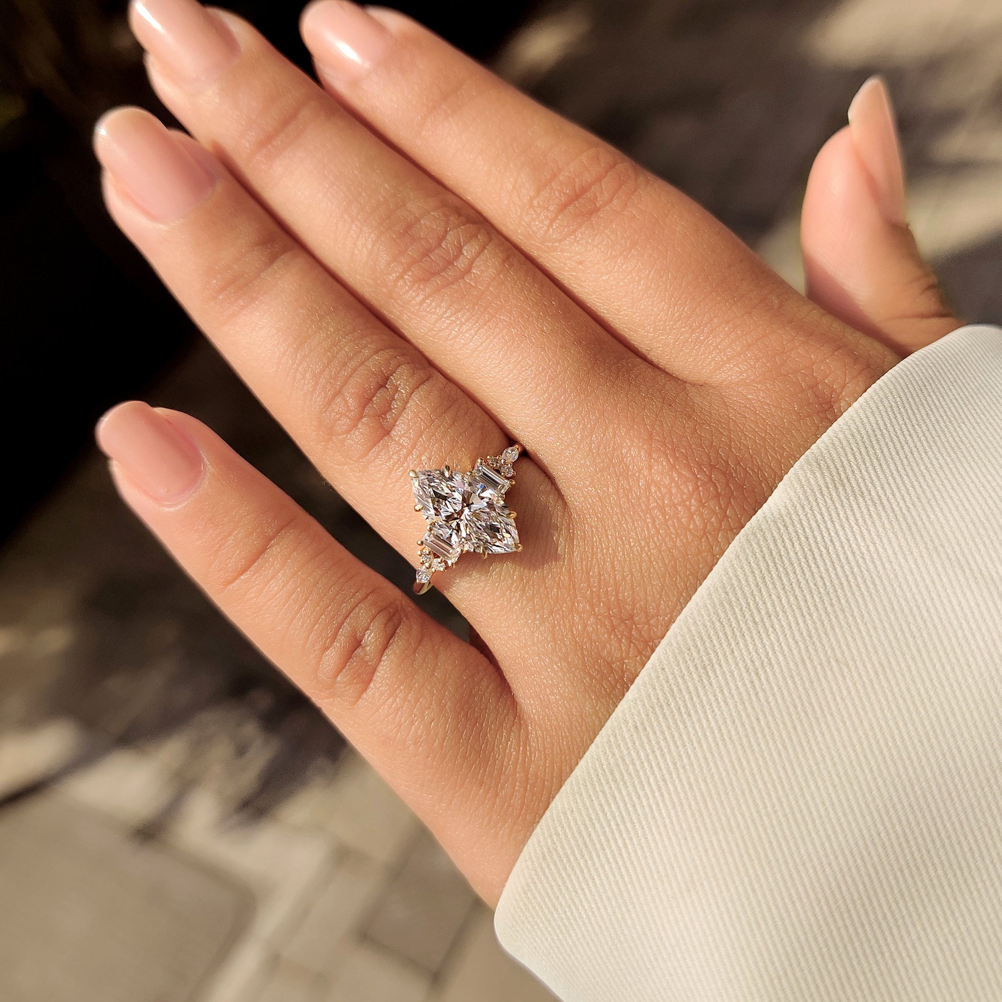 Handmade marquise ring by Carat Diamonds.
