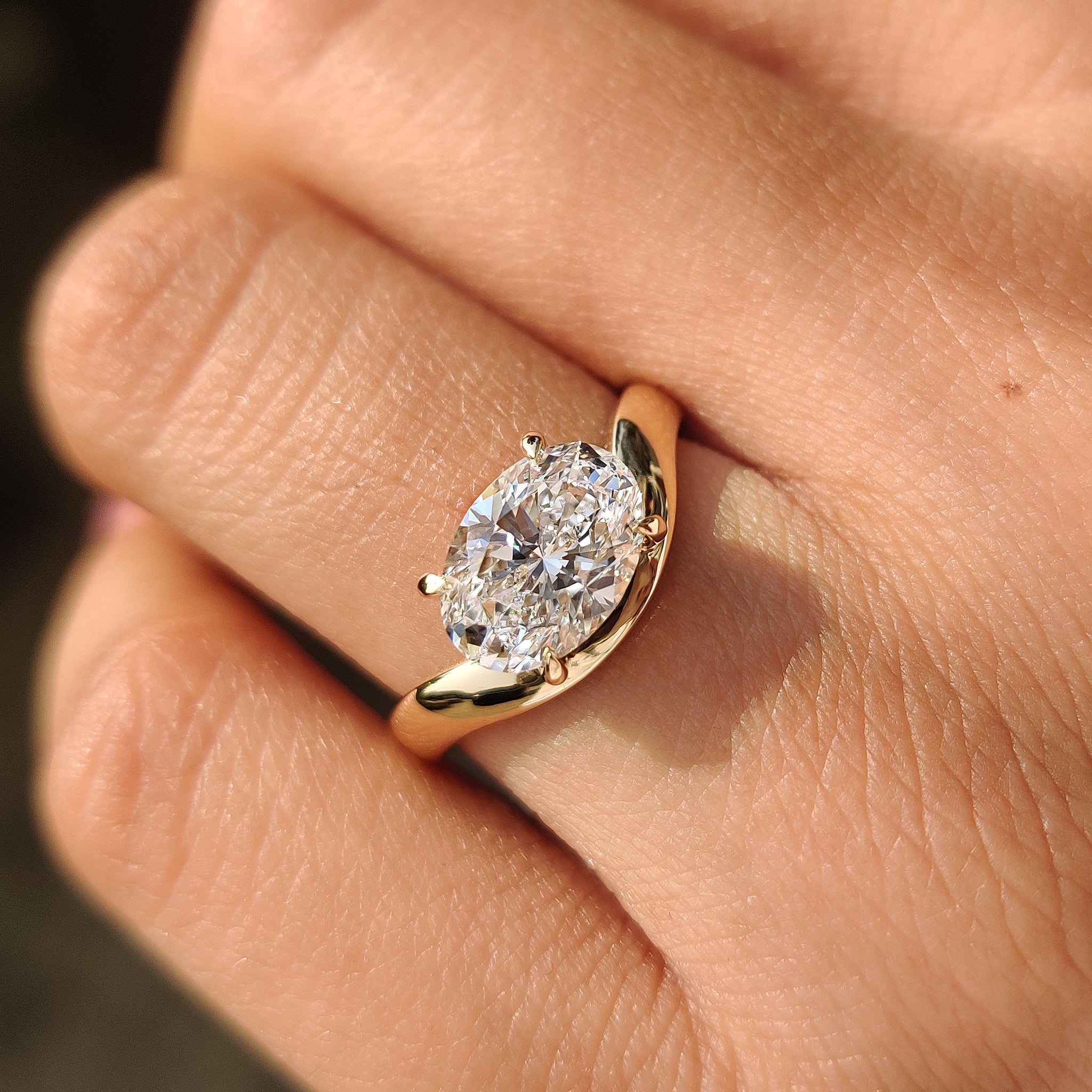 Oval cut diamond ring in solitaire style design
