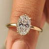 Oval engagement ring with solitaire lab grown diamond and eight claw prong
