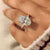 Lab grown three stone ring with tulip setting design
