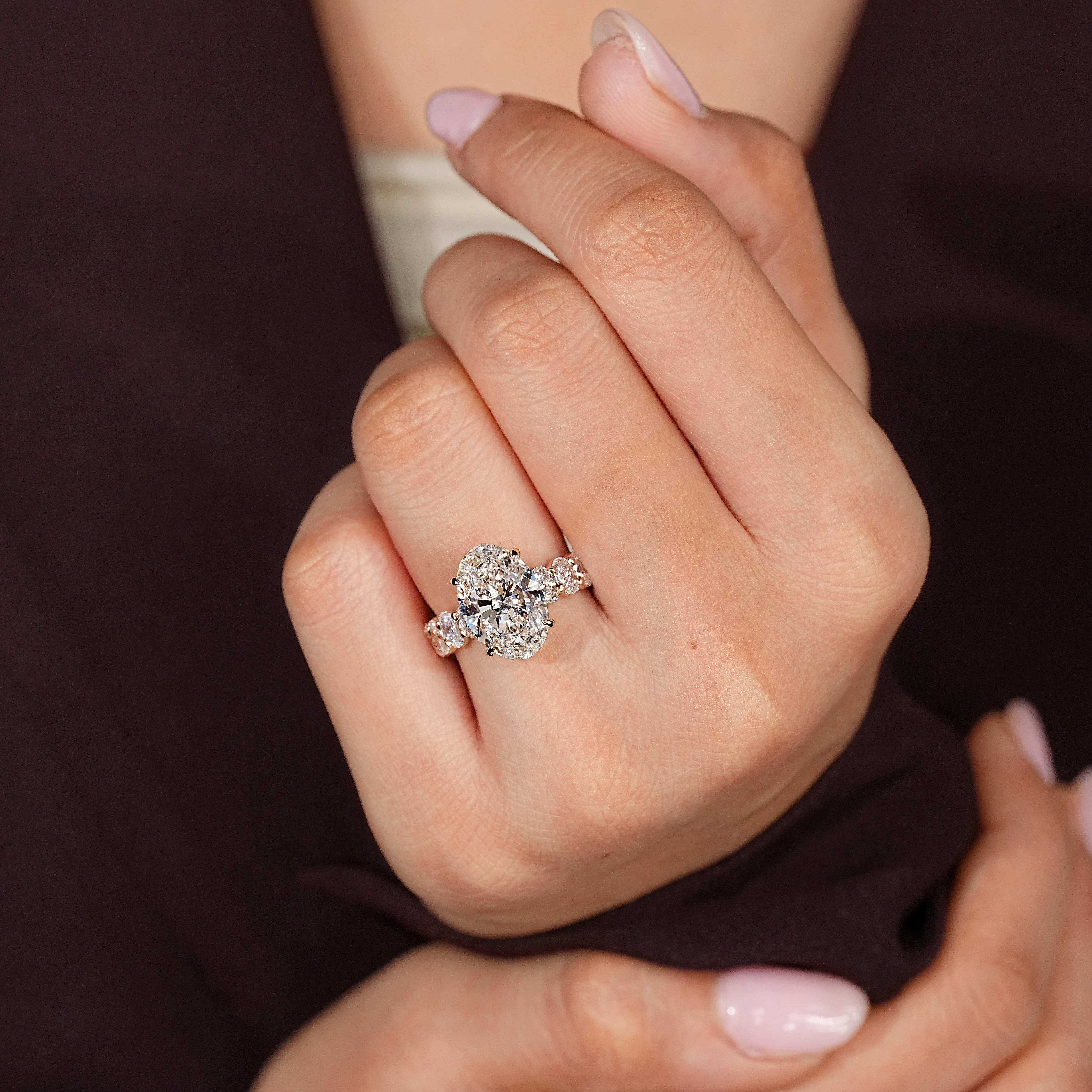 Oval engagement ring with lab grown diamond
