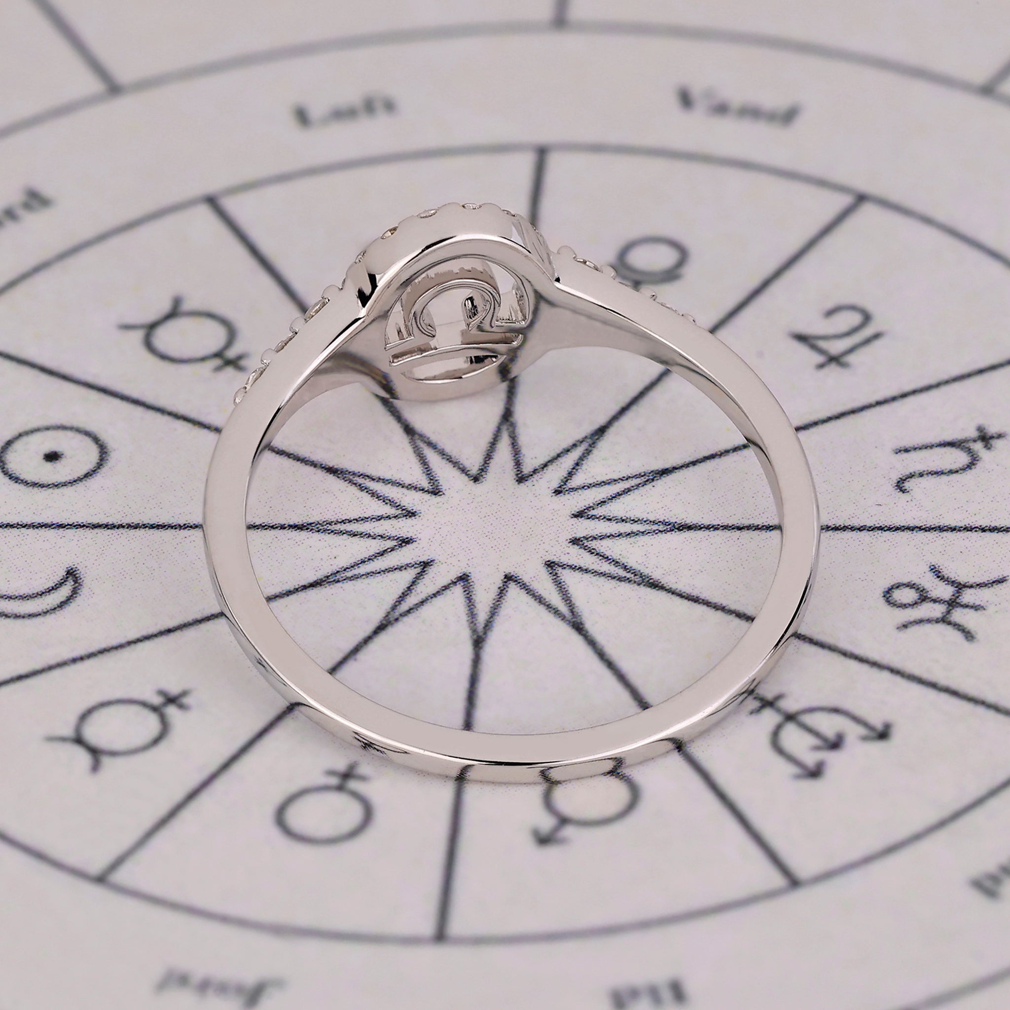 Handmade jewelry Libra ring with IGI certified lab grown diamond.
