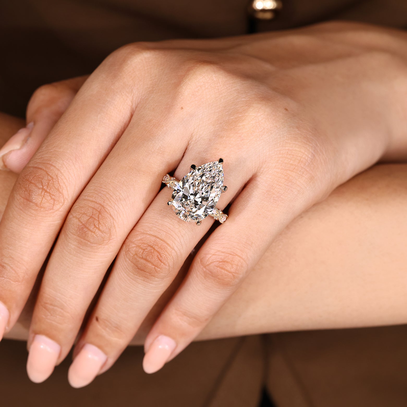 Vintage inspired style with marquise and round pave
