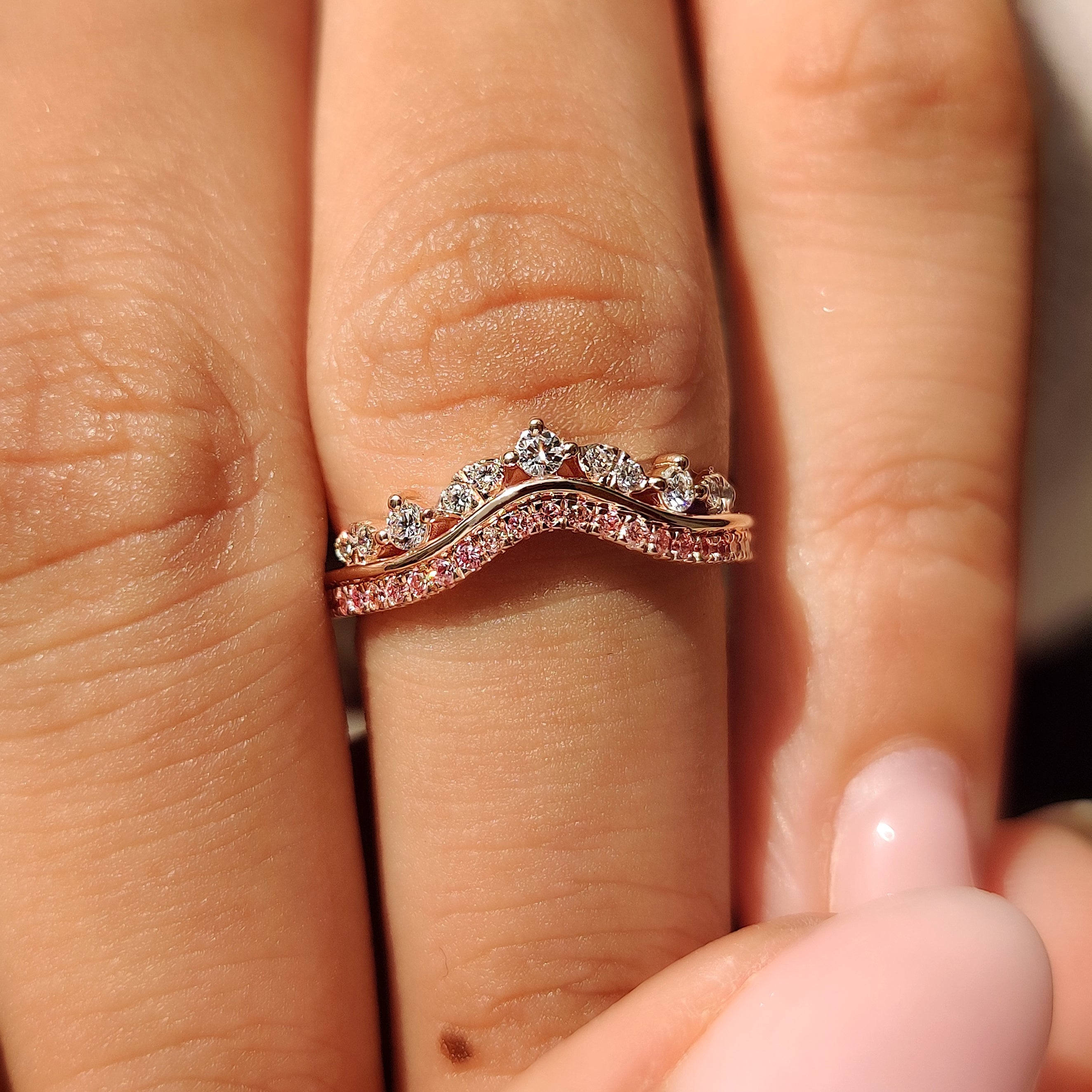 Handmade diamond tiara band with 3/4 eternity design
