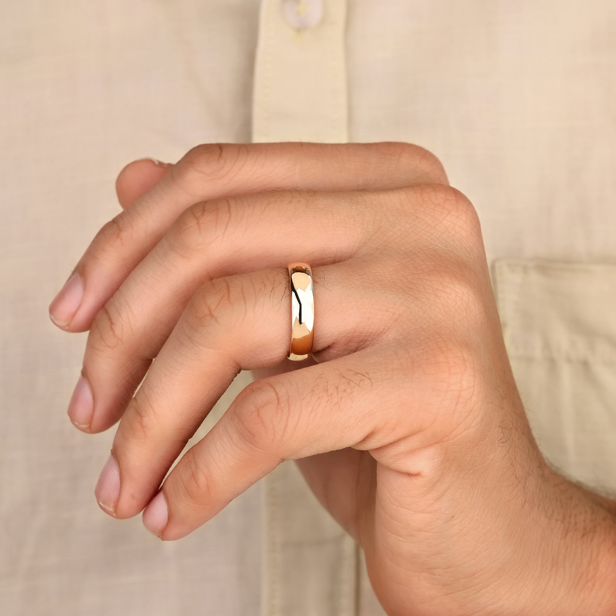 Plain mens wedding band designed for everyday comfort wear.
