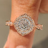 Portuguese cut diamond ring with vintage style and milgrain details.
