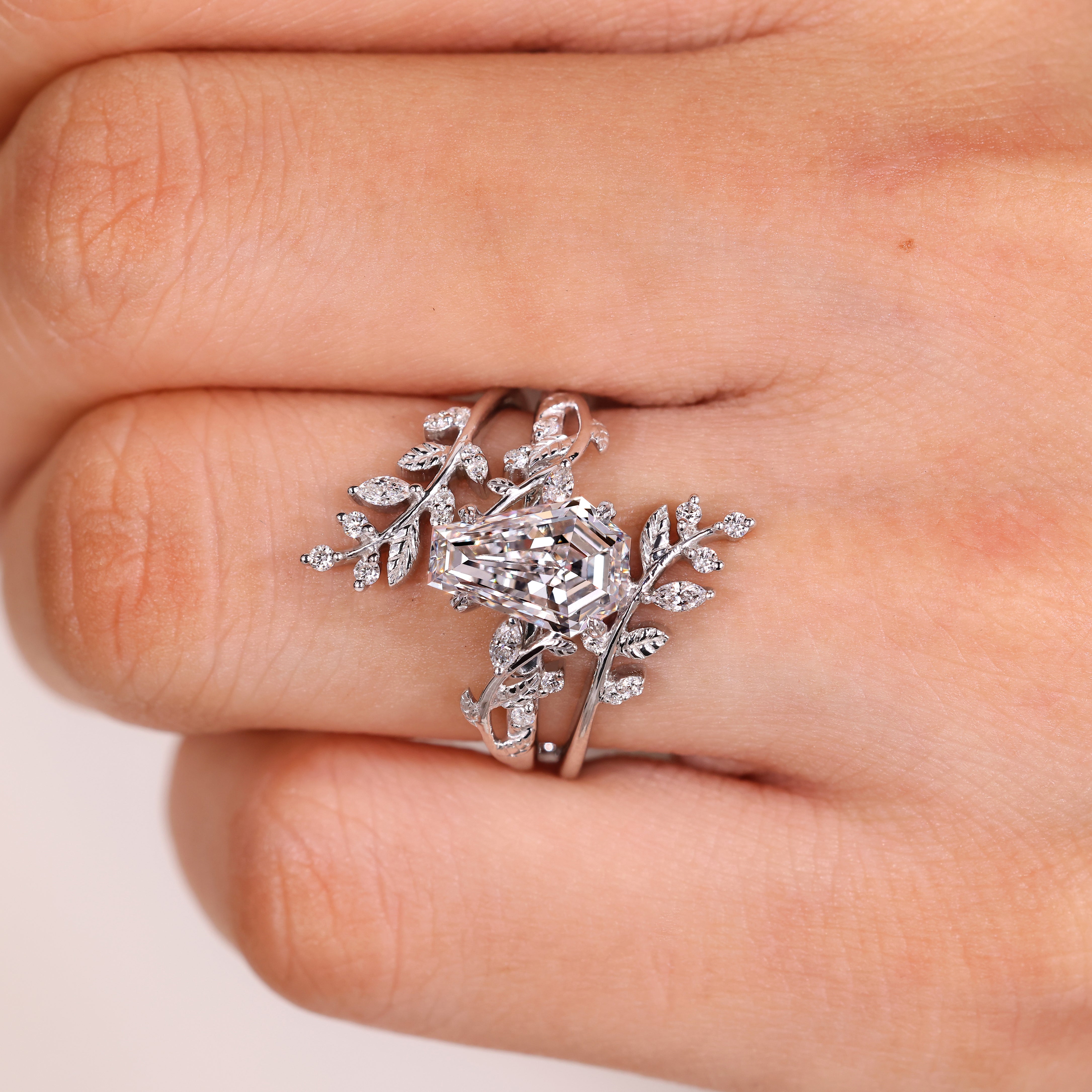 Lab Grown Coffin Diamond Wedding Ring
