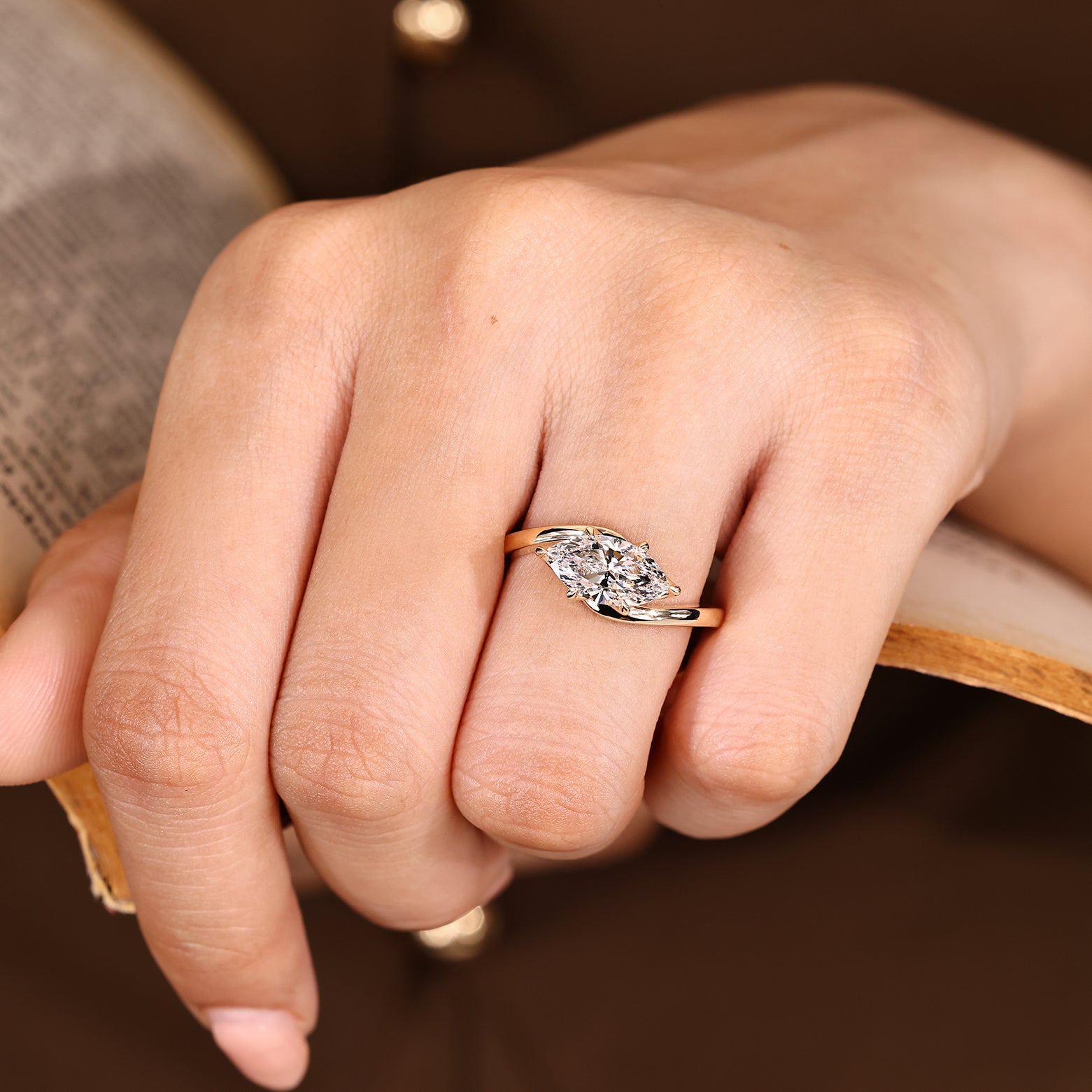 Carat Diamond marquise ring with claw prong setting
