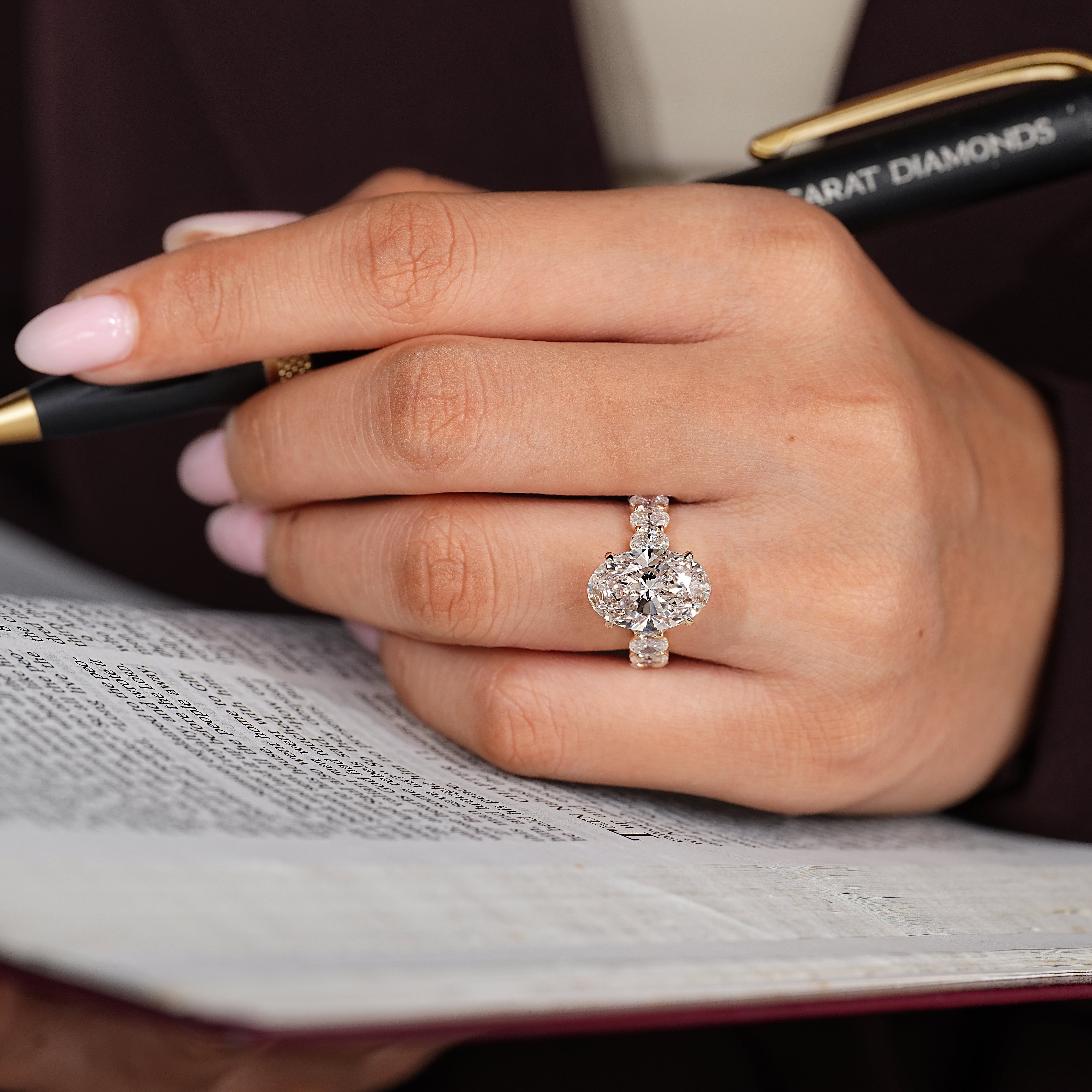 Handmade oval engagement ring

