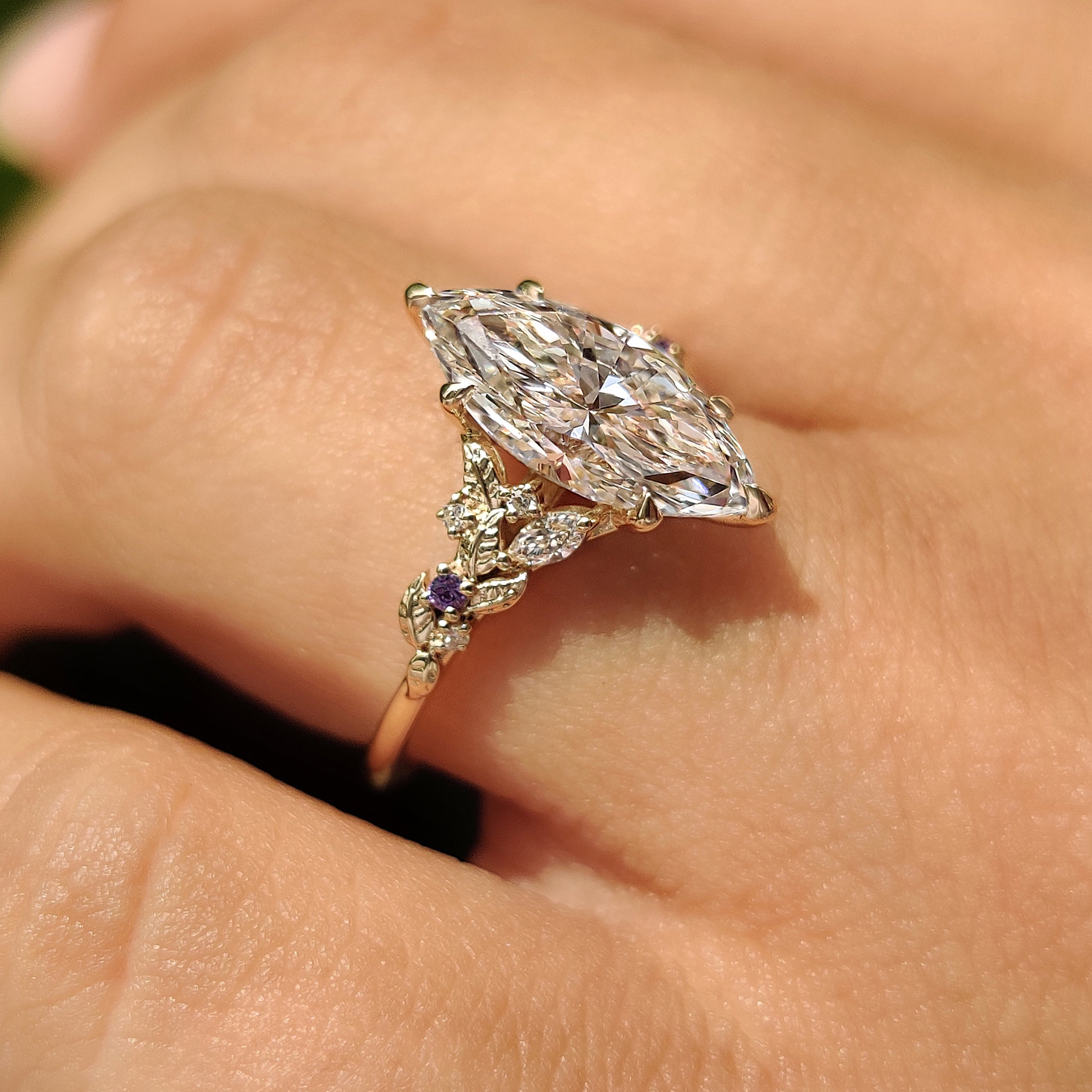 Handmade marquise diamond ring
