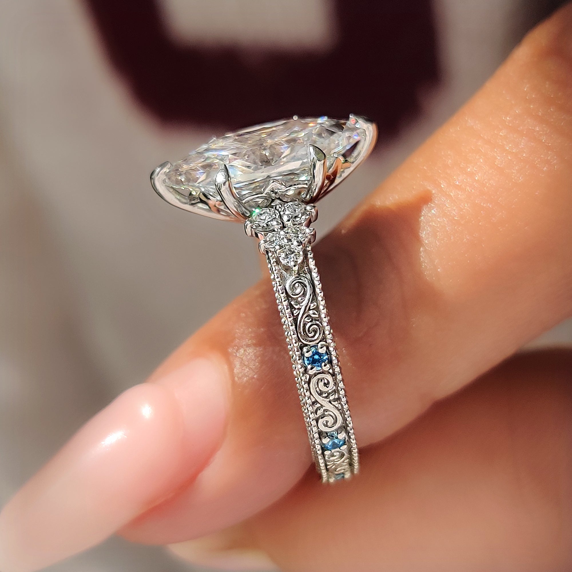 Dutch marquise diamond ring with vintage inspired style.

