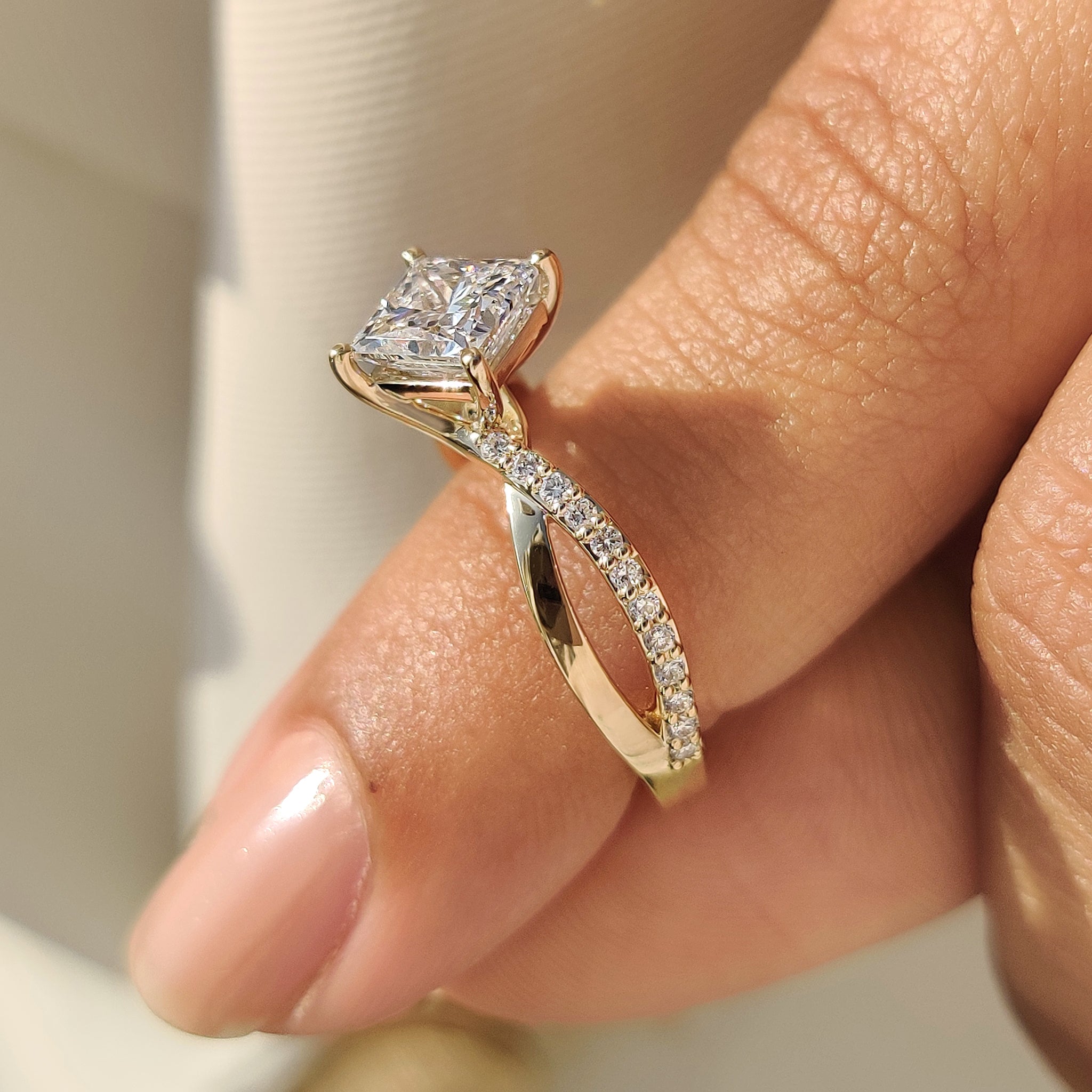 Princess cut diamond ring crafted with lab grown diamond
