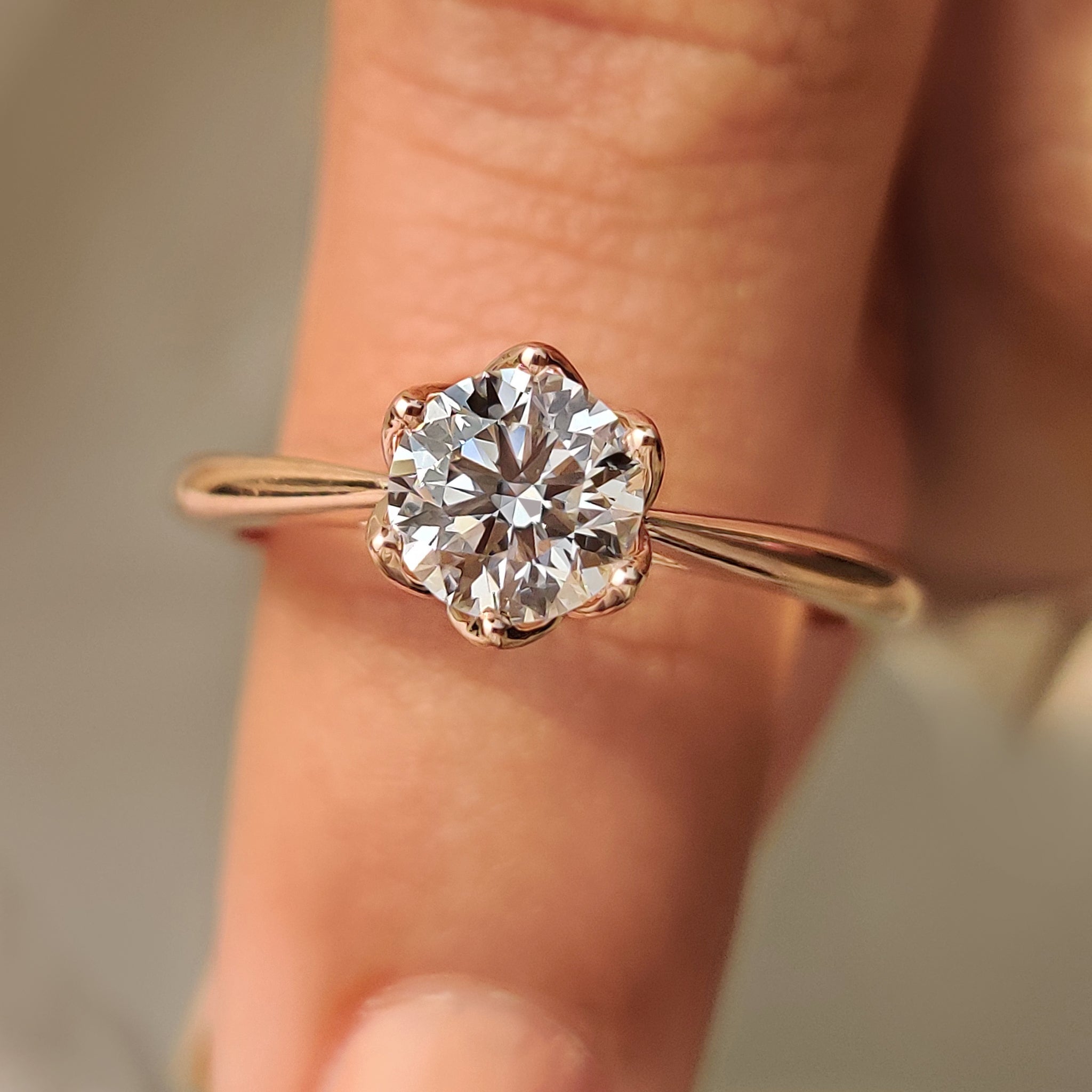 Gold Solitaire Engagement Ring With Round Diamond