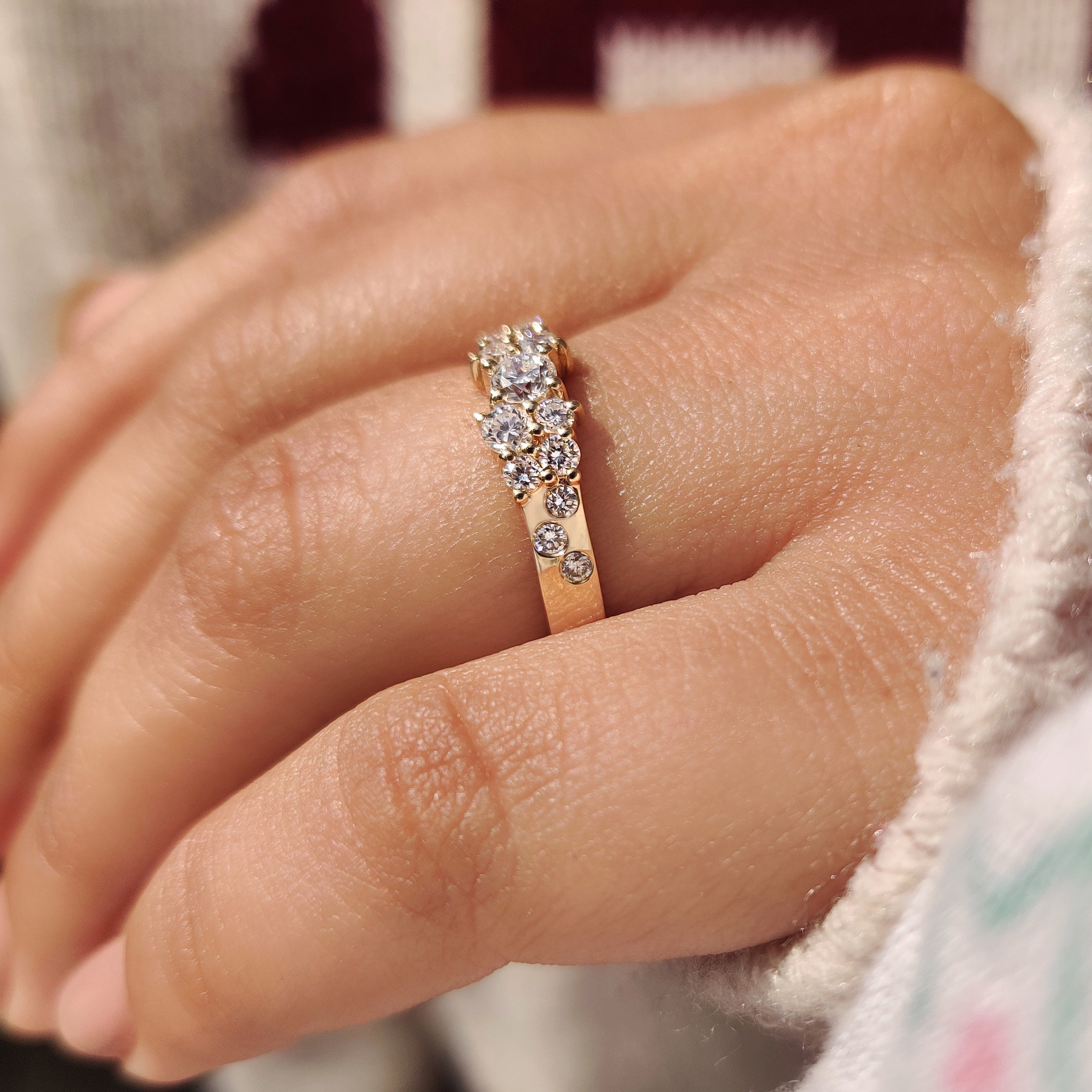 Handmade round diamond band with multi diamond setting.
