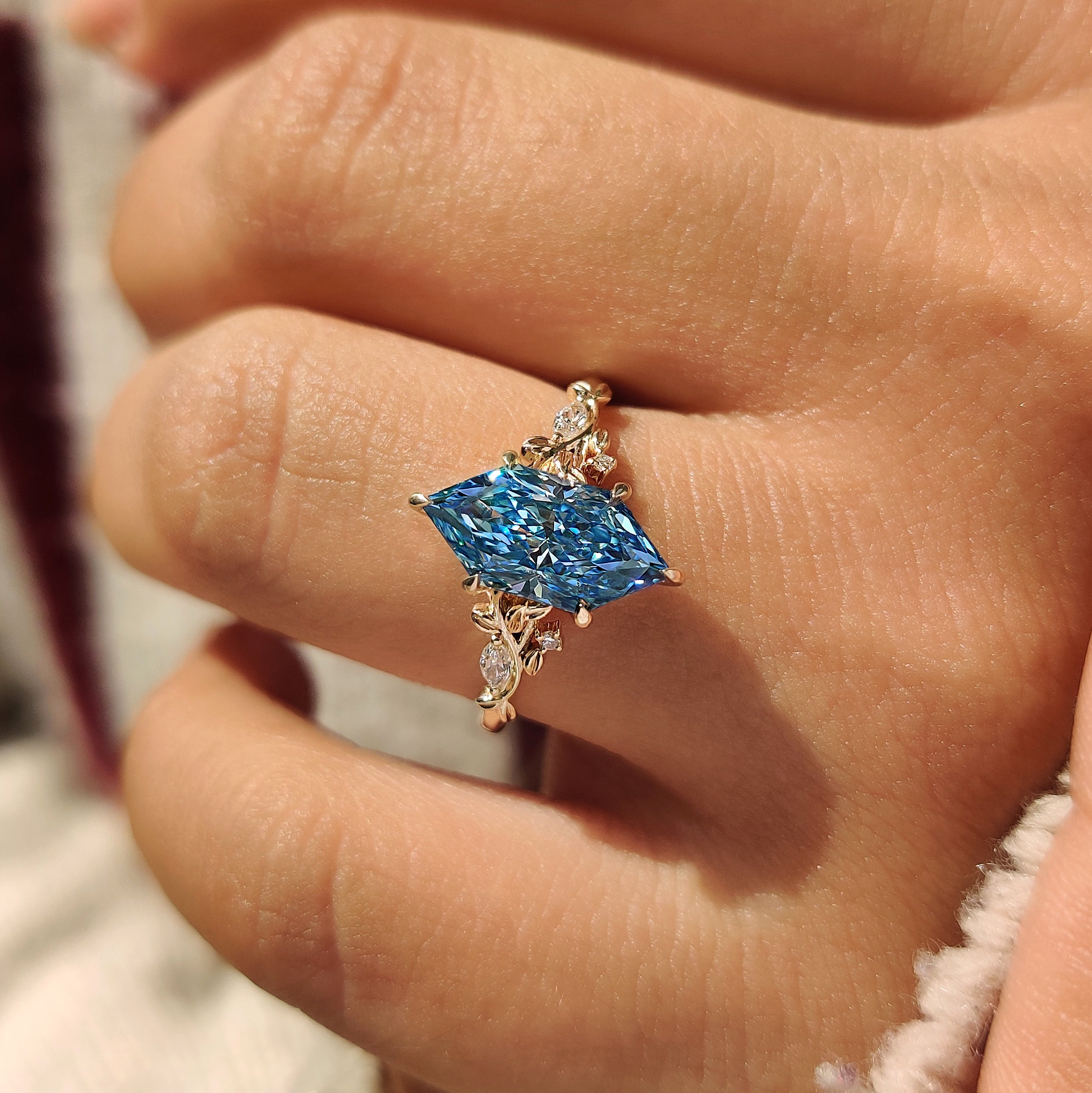 Lab grown diamond ring with six claw prong setting
