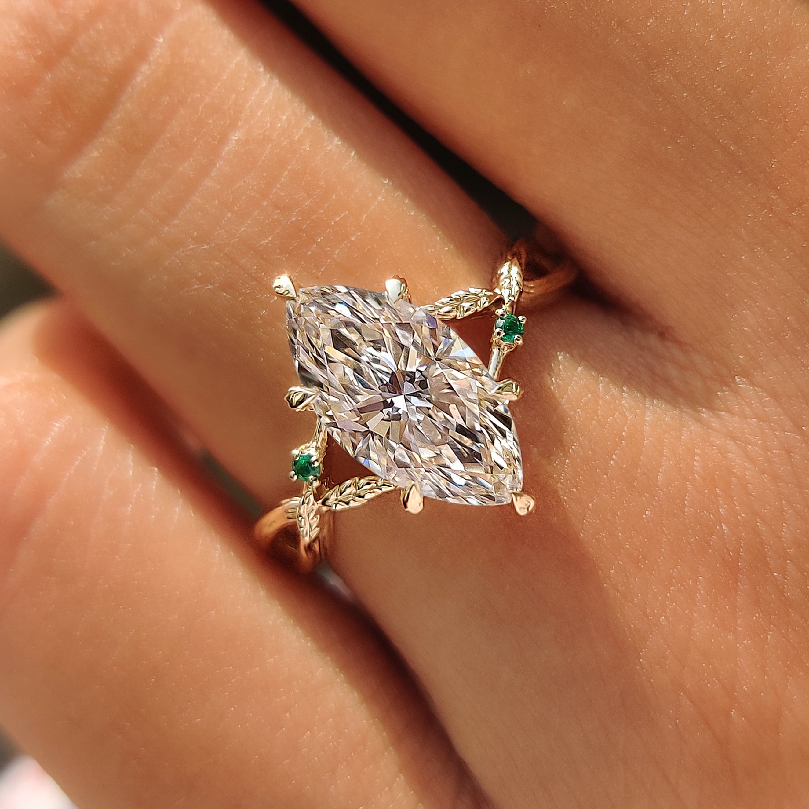 Handmade yellow gold marquise ring by Carat Diamonds.
