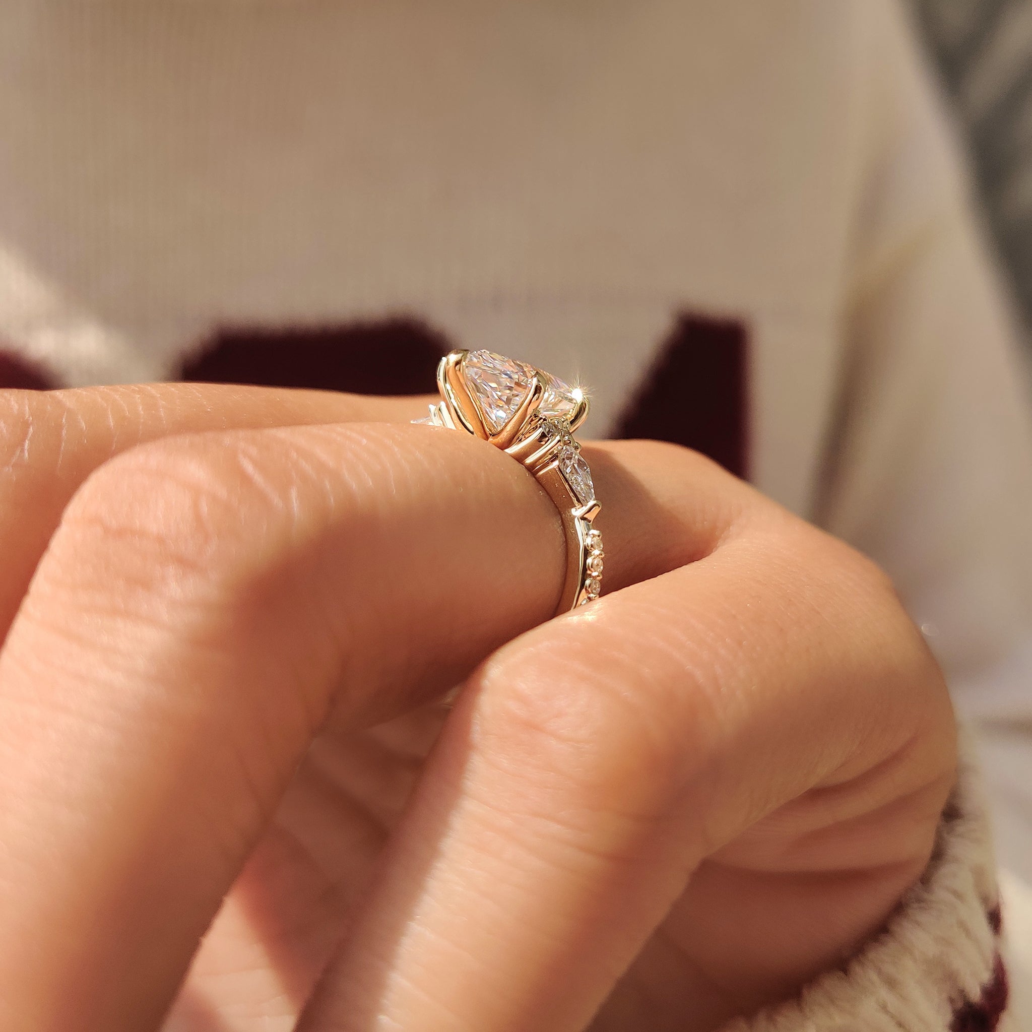 Dutch Marquise Ring with Kite and Round Side Stones